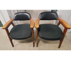 Mid Century Gunlocke Style Walnut Chairs by Annandale - a Pair