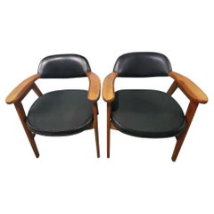 Retro Mid Century Gunlocke Style Walnut Chairs by Annandale - a Pair