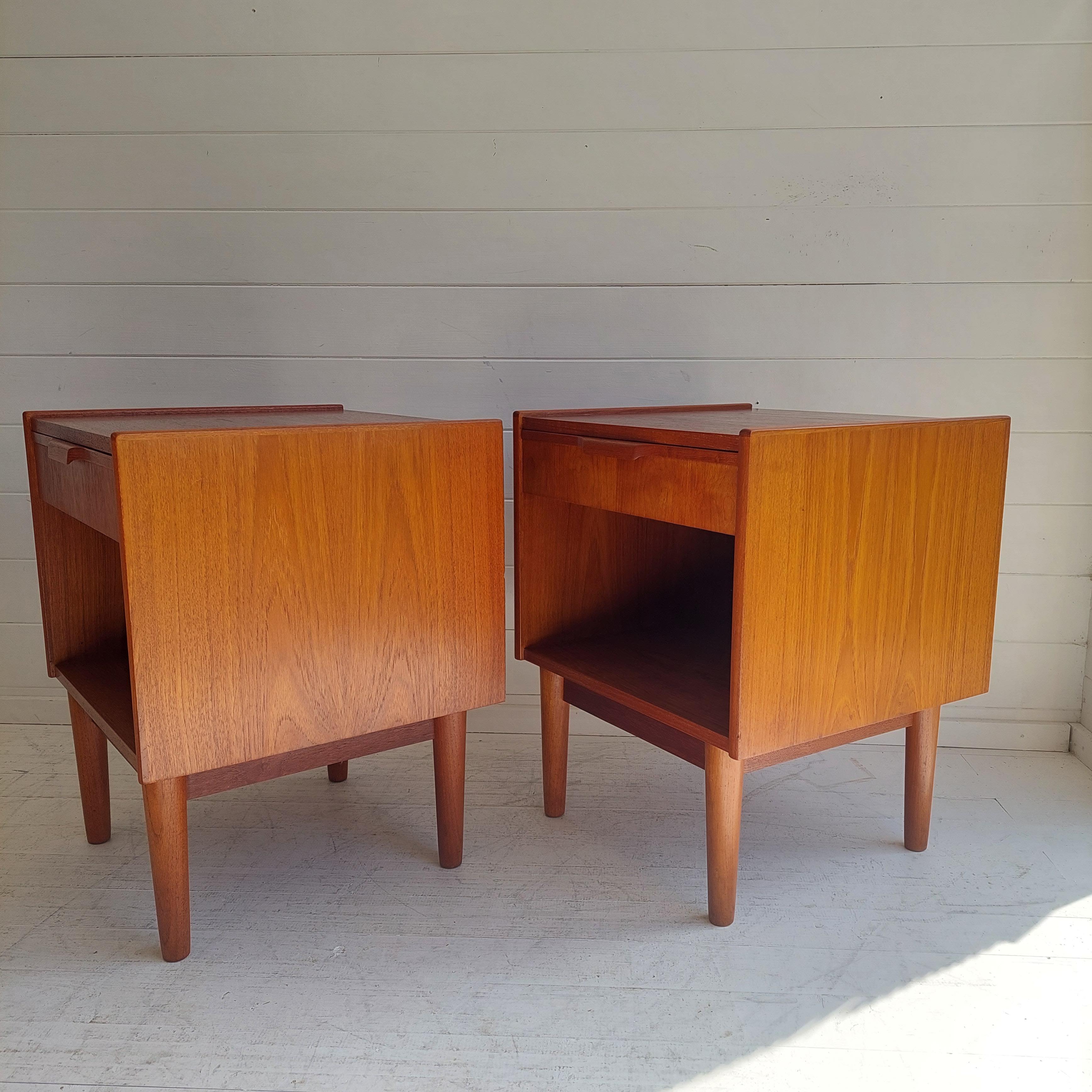Midcentury Gunnar Nielsen Teak Nightstands Bedside Tables Tibergaard, Denmark 4