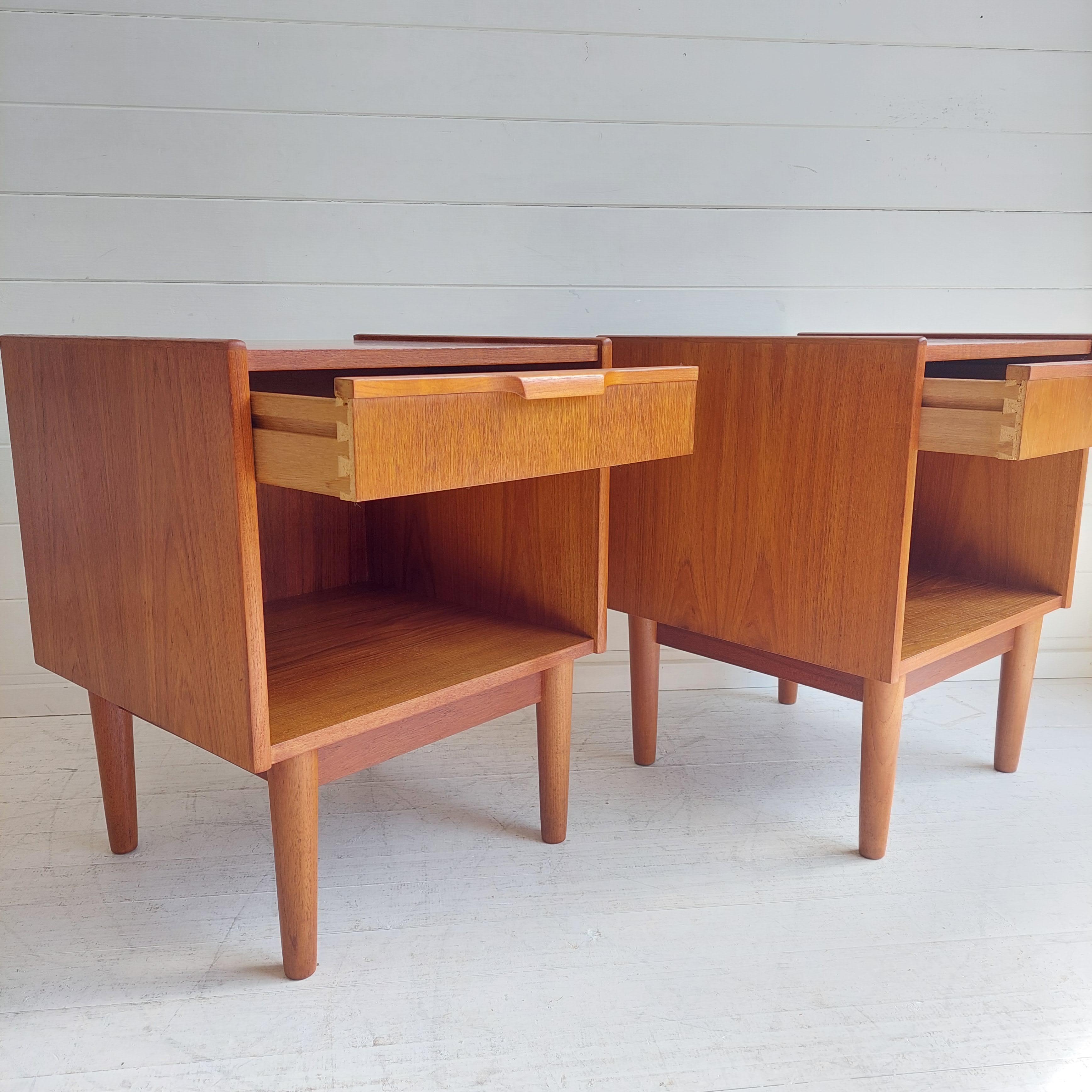 Midcentury Gunnar Nielsen Teak Nightstands Bedside Tables Tibergaard, Denmark 10