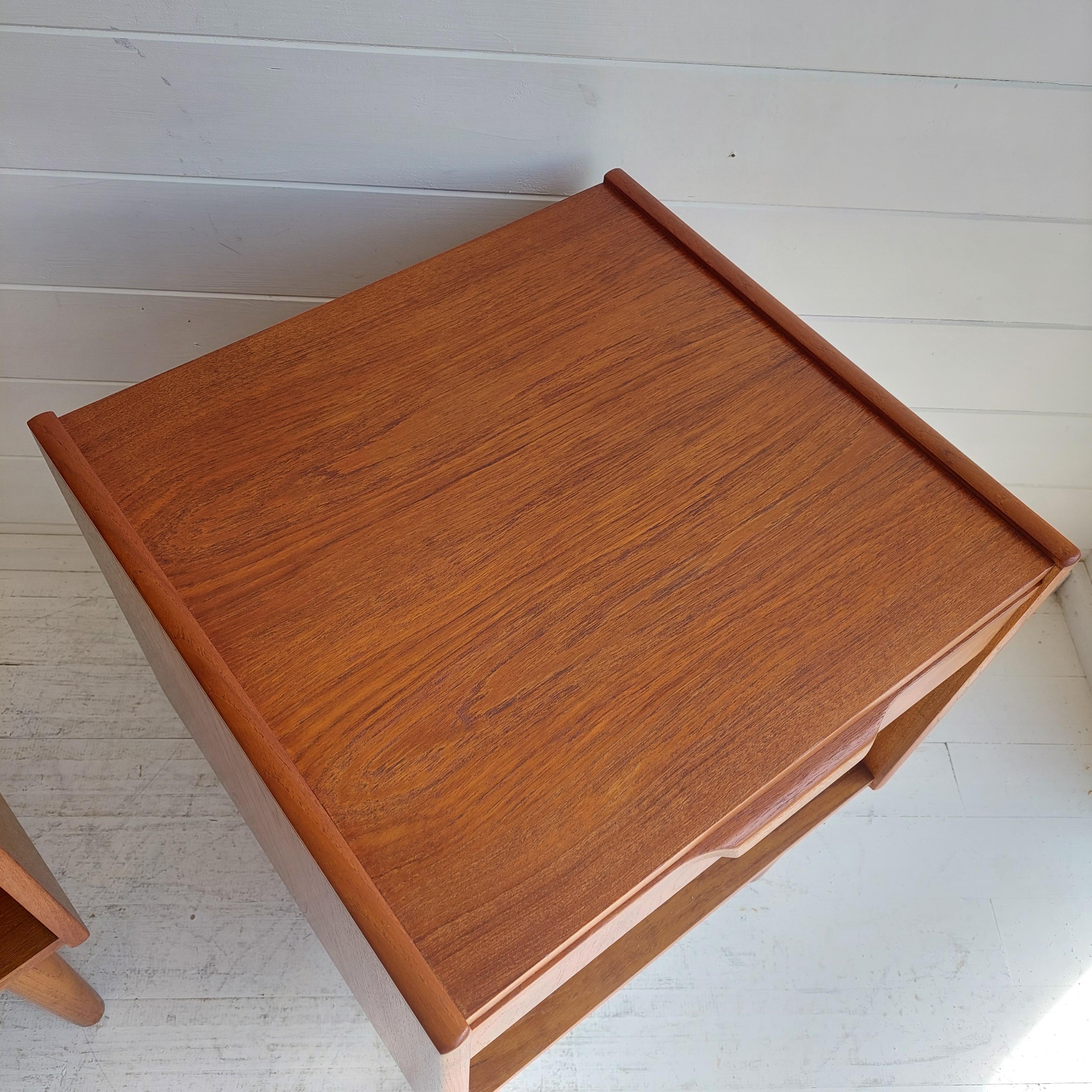 Midcentury Gunnar Nielsen Teak Nightstands Bedside Tables Tibergaard, Denmark 11