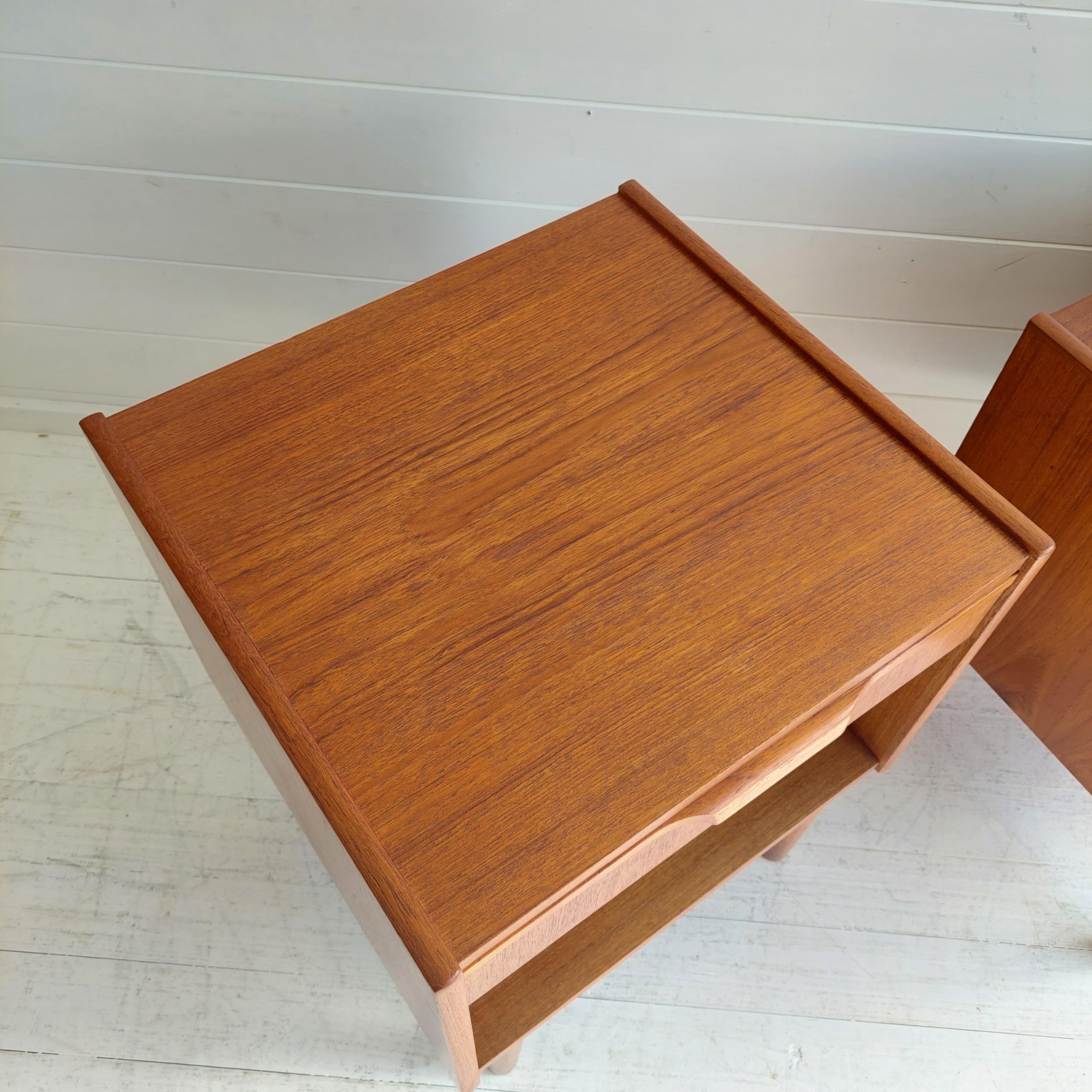 Midcentury Gunnar Nielsen Teak Nightstands Bedside Tables Tibergaard, Denmark 12