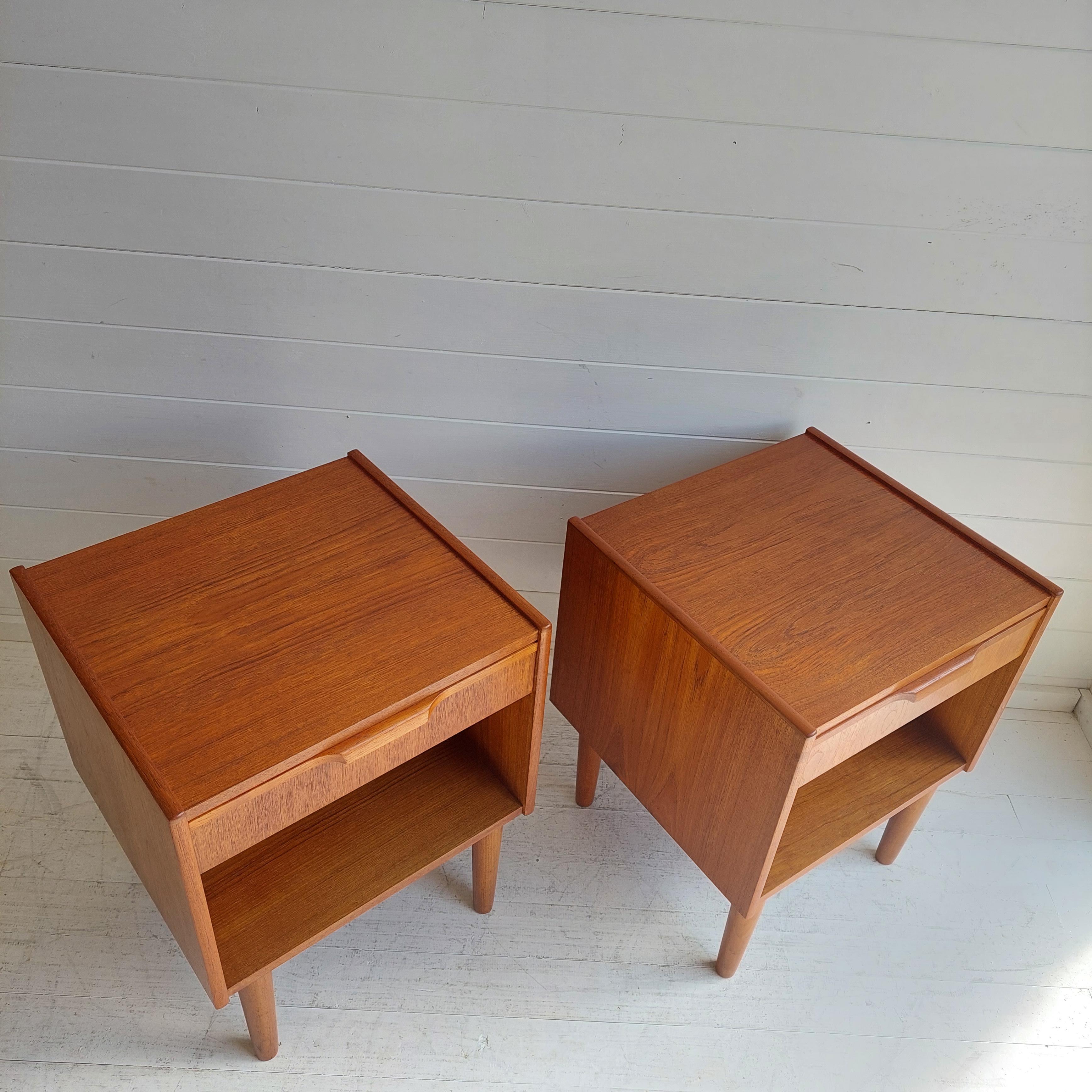 Danish Midcentury Gunnar Nielsen Teak Nightstands Bedside Tables Tibergaard, Denmark