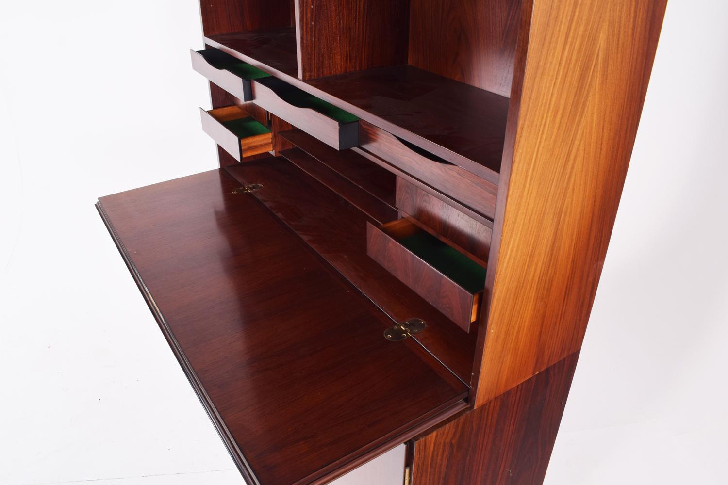 Midcentury Gunni Omann Rosewood Drop Desk Cabinet Bookcase 3