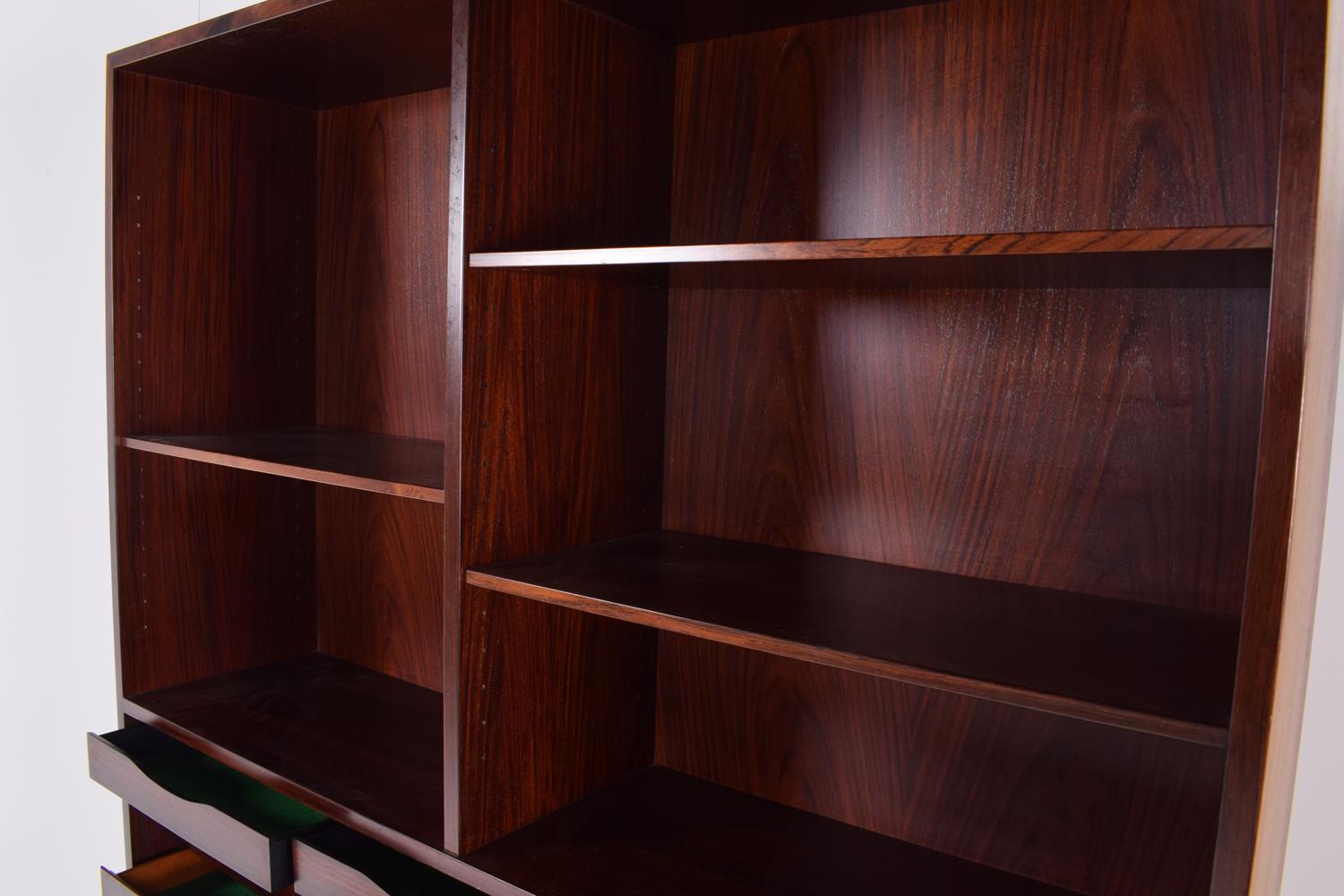 Midcentury Gunni Omann Rosewood Drop Desk Cabinet Bookcase 6