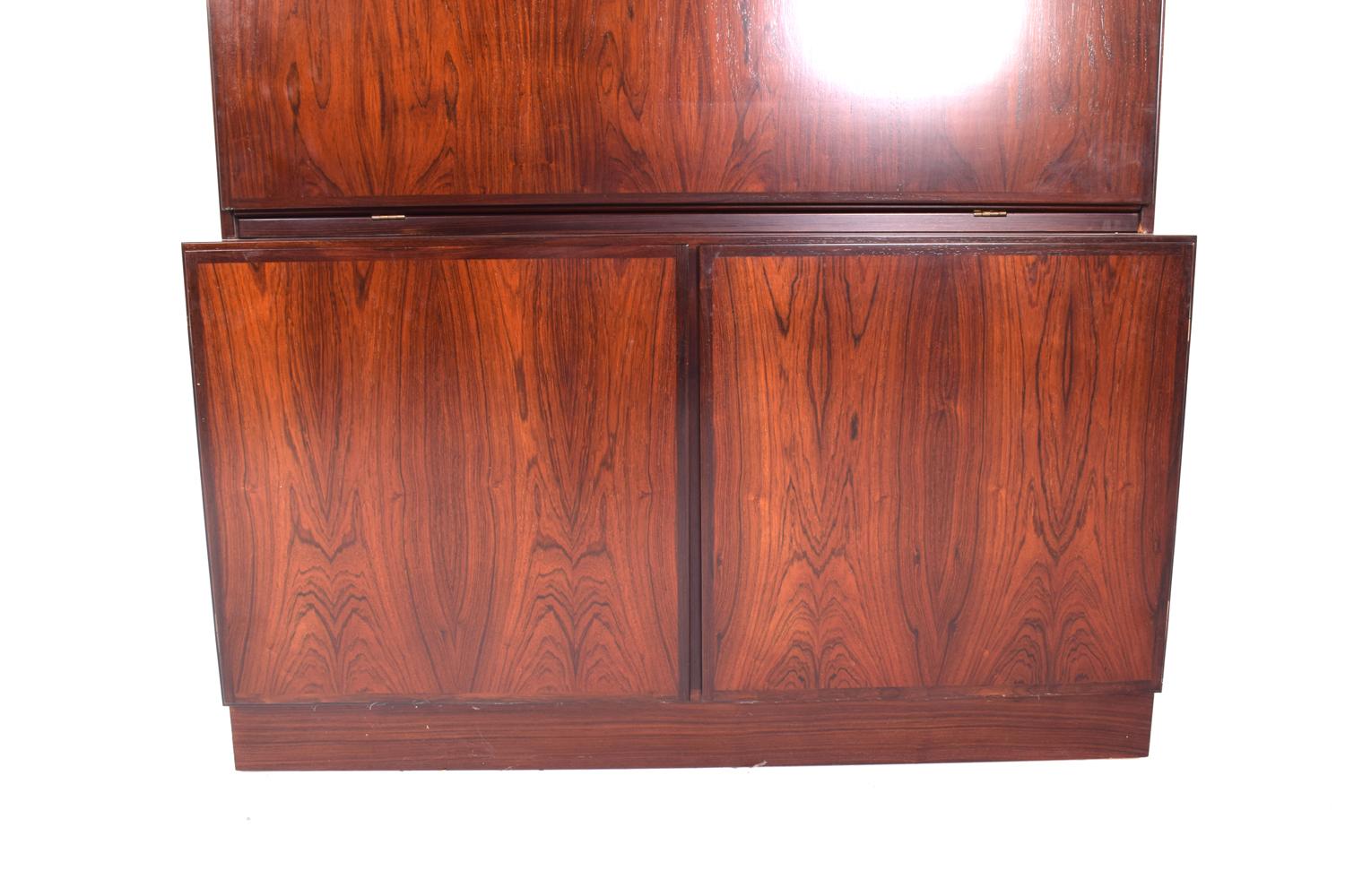 Danish Midcentury Gunni Omann Rosewood Drop Desk Cabinet Bookcase