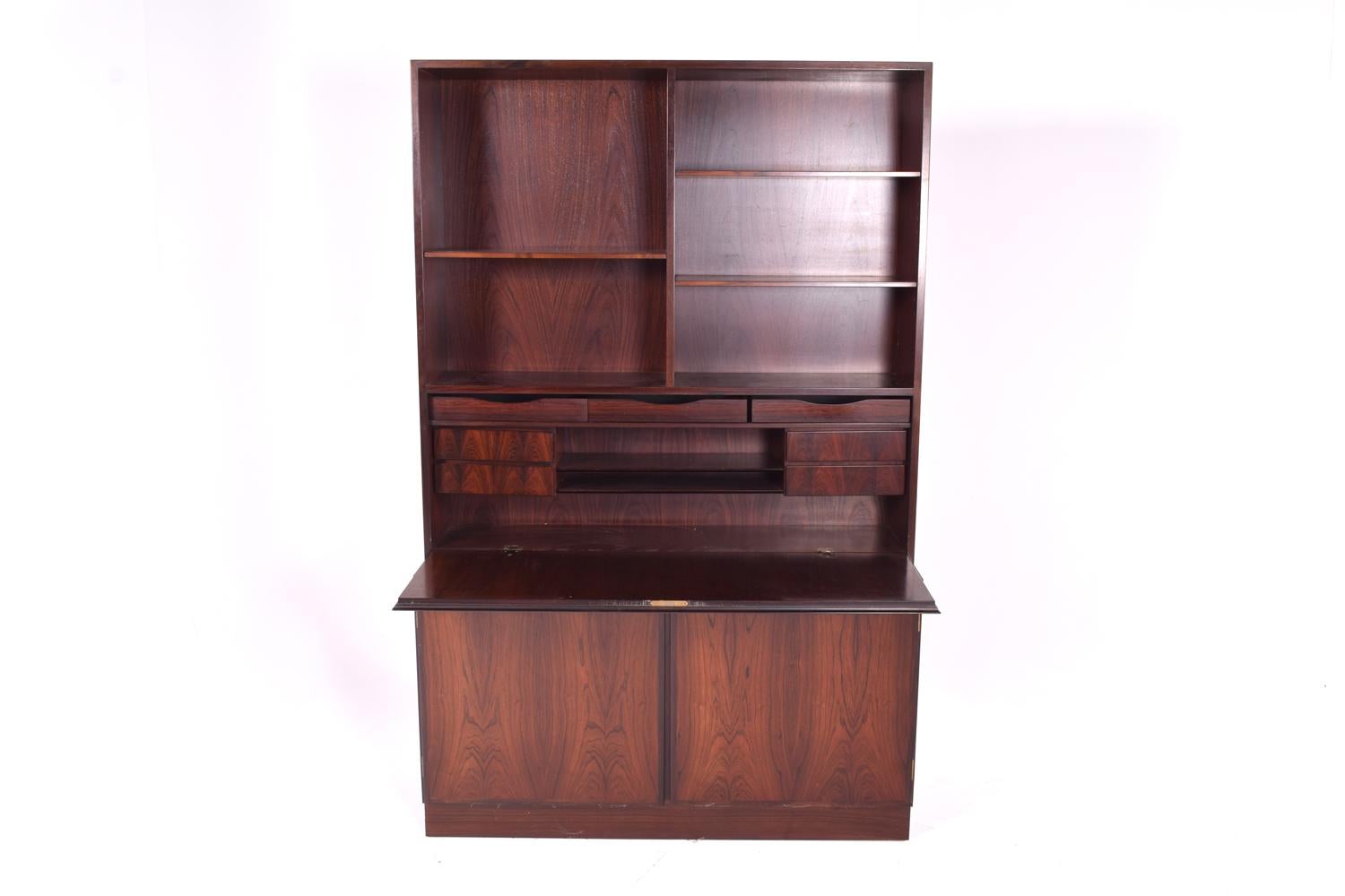 Mid-20th Century Midcentury Gunni Omann Rosewood Drop Desk Cabinet Bookcase
