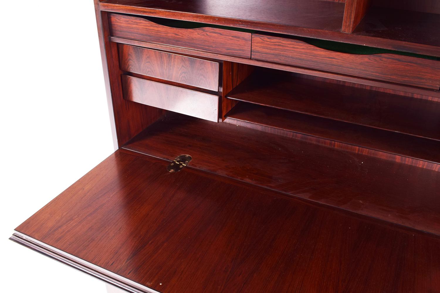 Midcentury Gunni Omann Rosewood Drop Desk Cabinet Bookcase 1