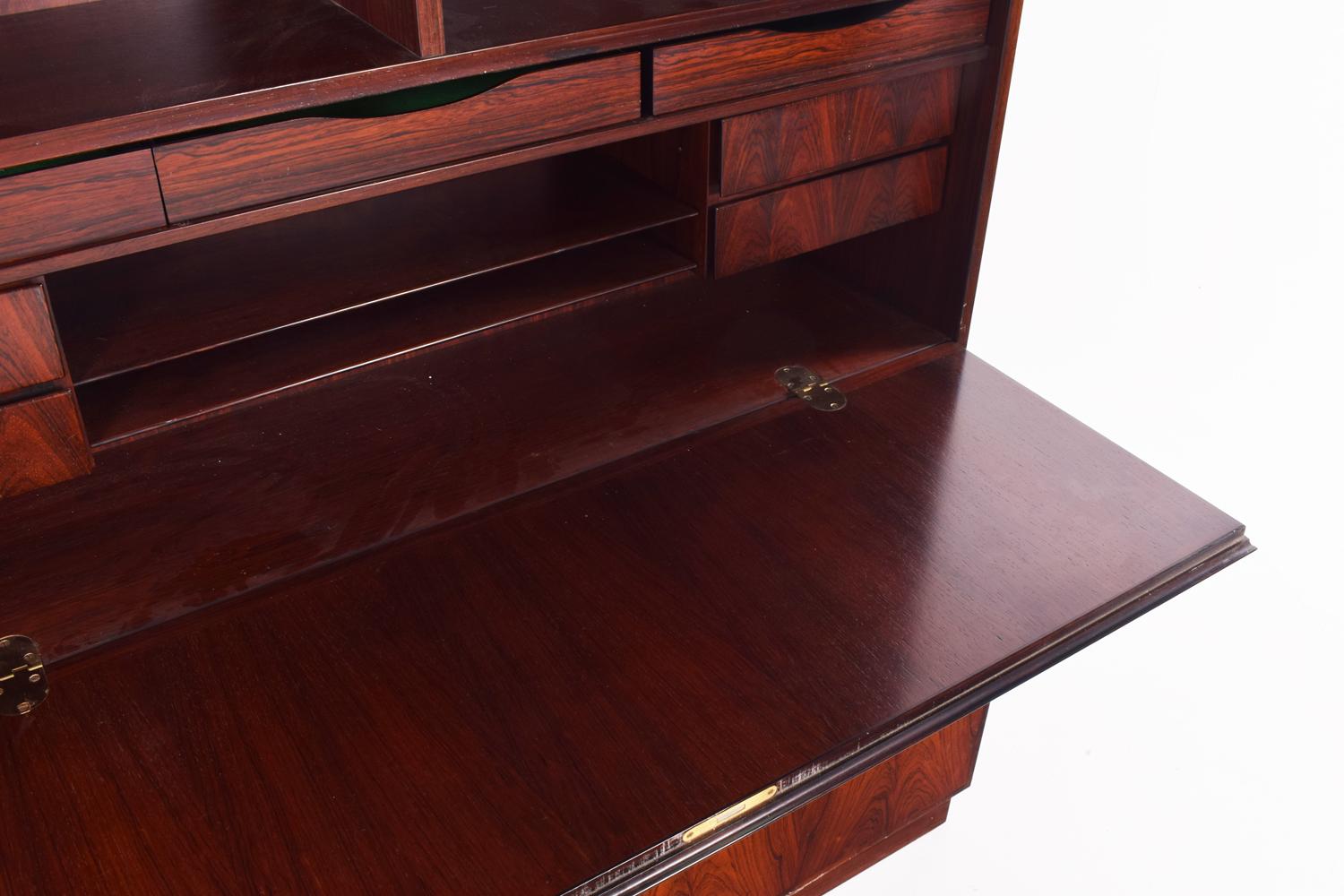 Midcentury Gunni Omann Rosewood Drop Desk Cabinet Bookcase 2