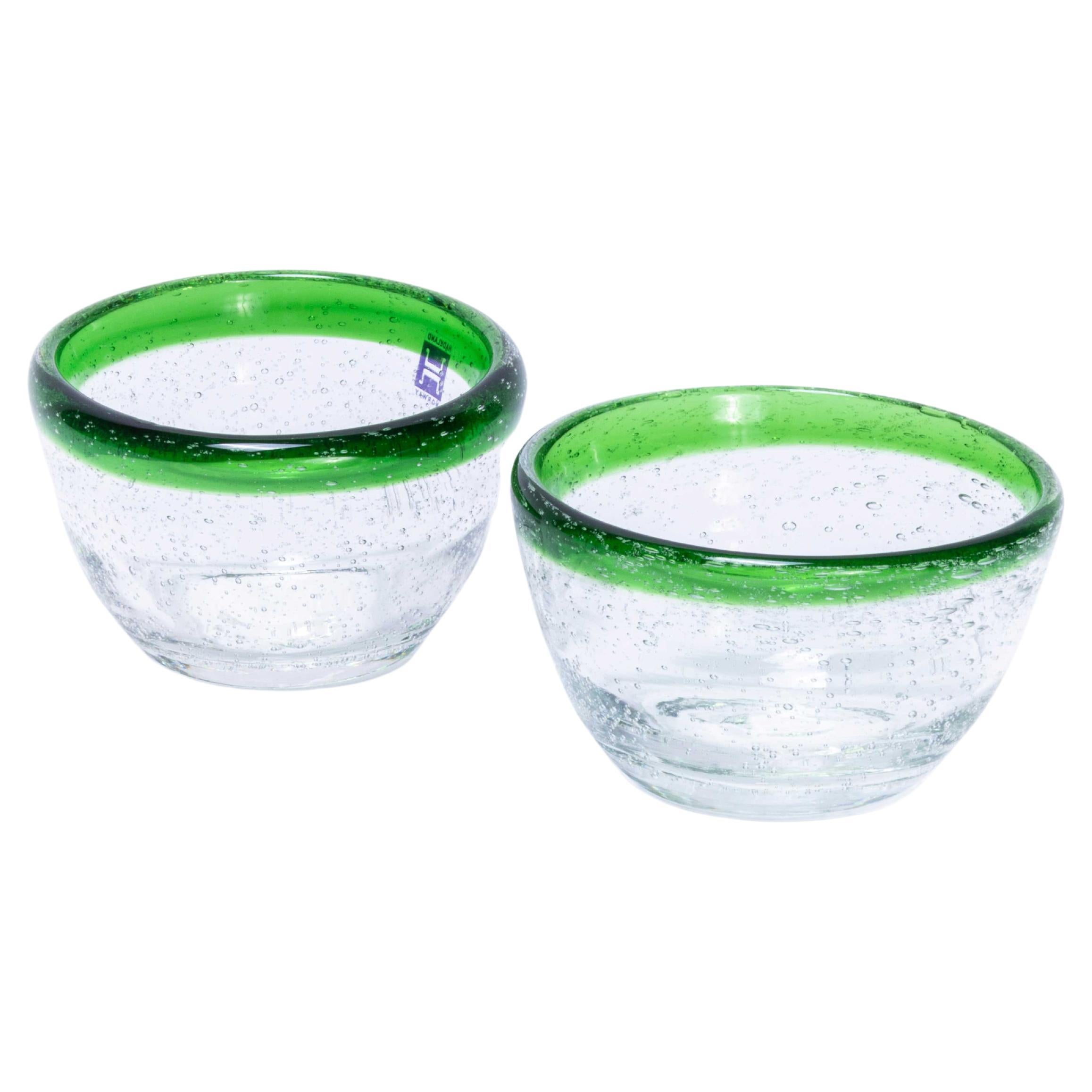 Mid Century Hadeland Norwegian Art Glass Bowls, Pair For Sale