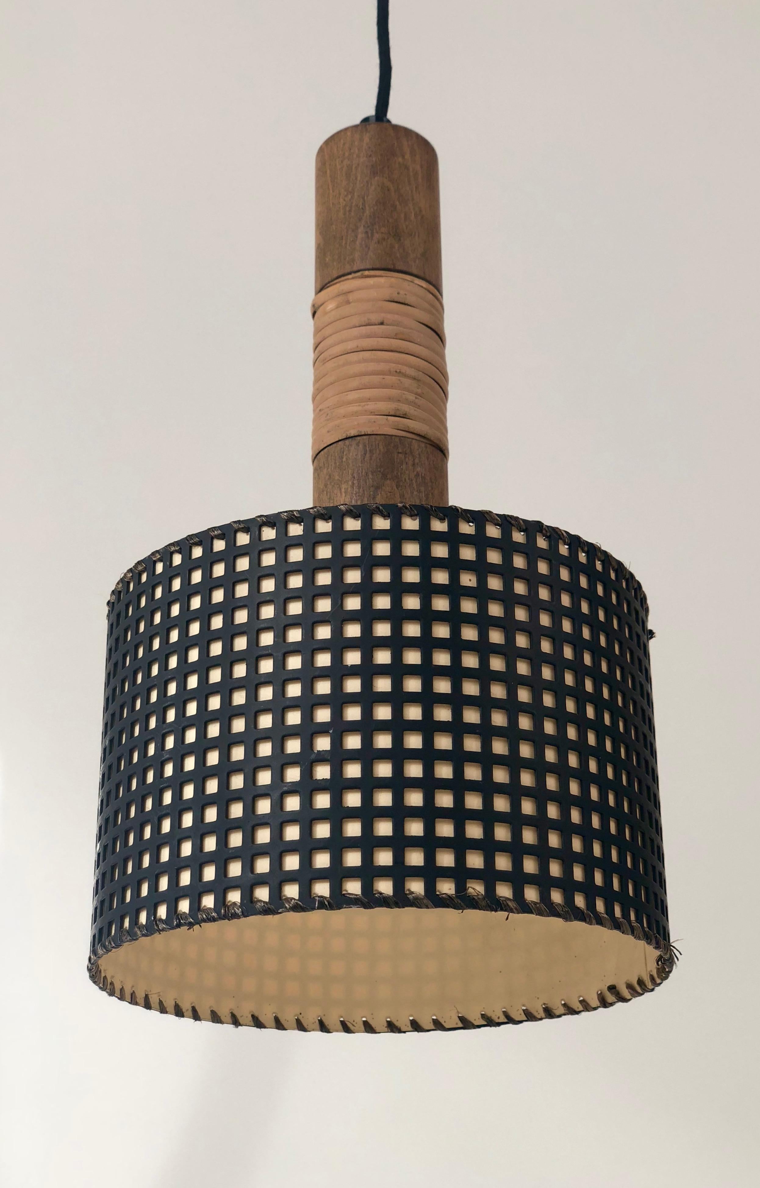 Hardwood Midcentury, Hagenauer Pendant Lamp with Three Elements, Austria For Sale
