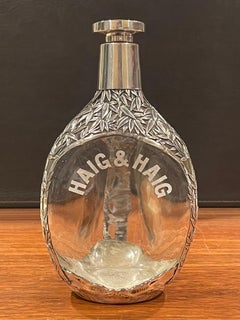 Mid-Century "Haig & Haig Scotch" Glass Decanter with Sterling Silver Overlay