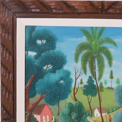 Peinture haïtienne d'un village du milieu du siècle dernier