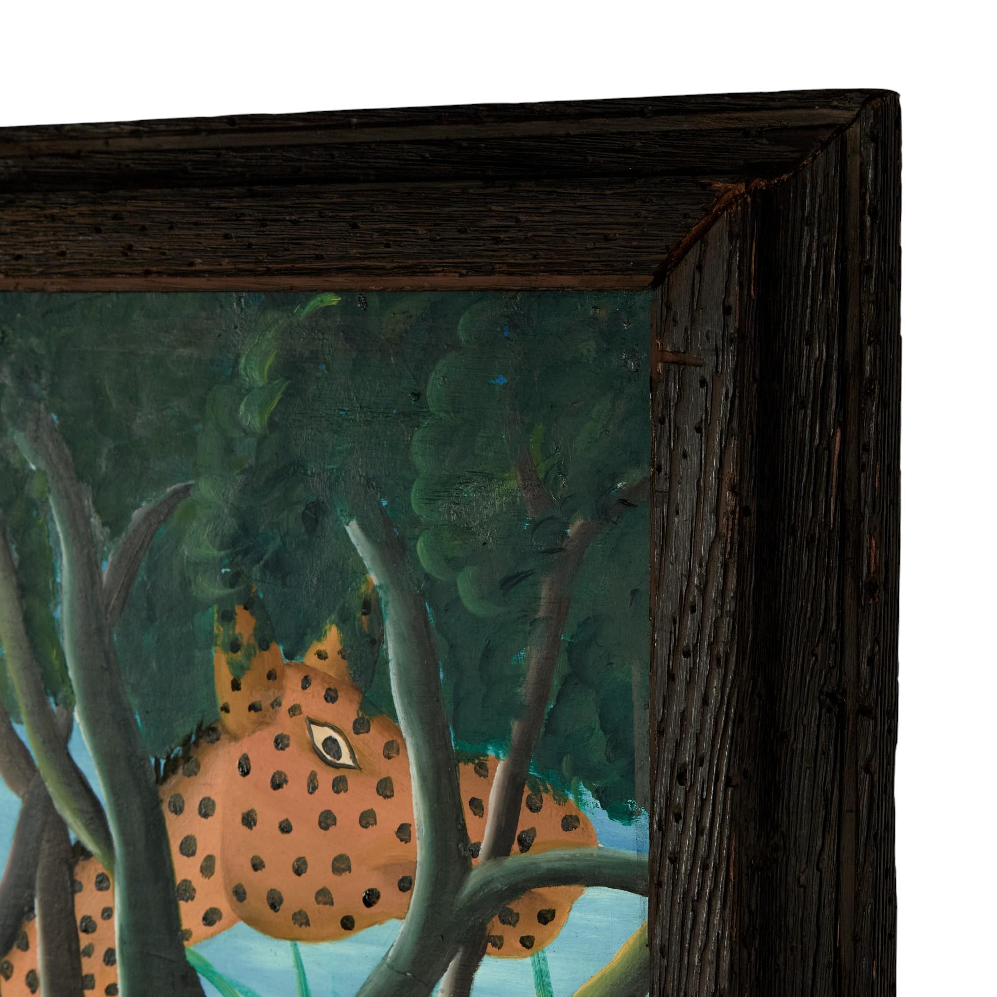 Mid Century Haitian Paintings of Jungle Scenes by Felix Bryoché en venta 10