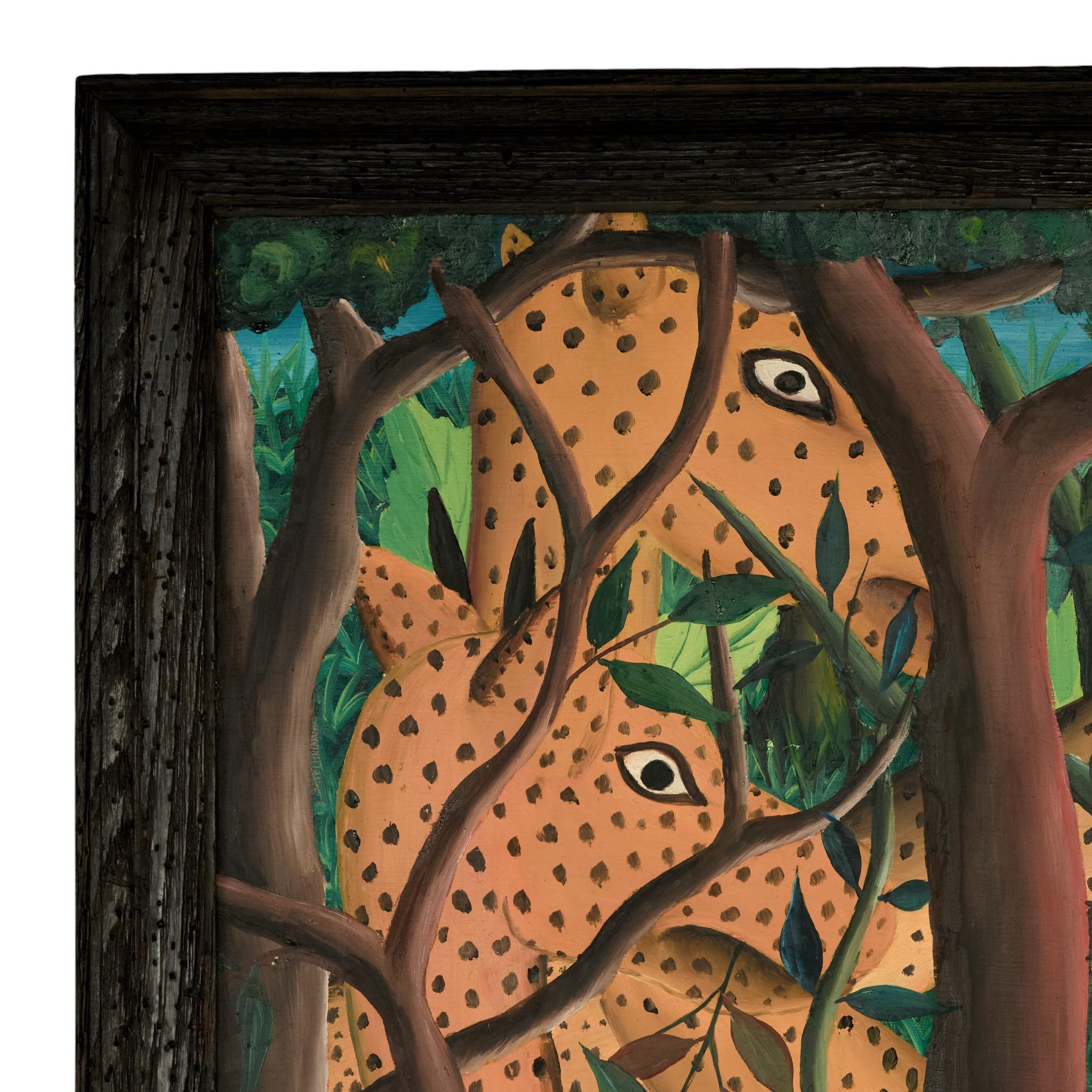 Mid Century Haitian Paintings of Jungle Scenes by Felix Bryoché Arte popular en venta