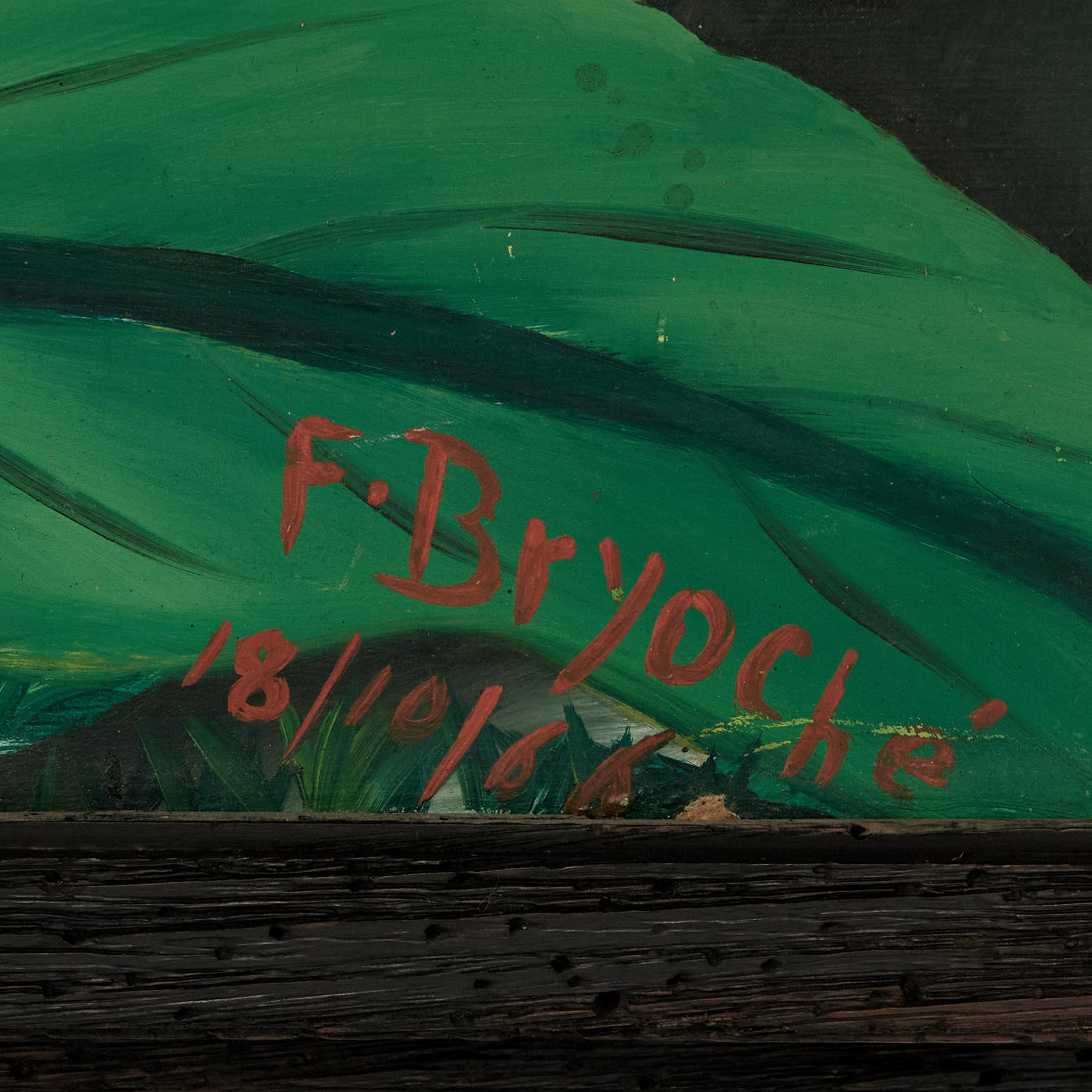 Mid Century Haitian Paintings of Jungle Scenes by Felix Bryoché en venta 1
