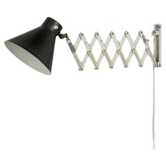 Mid-Century Hala Accordion Wall Lamp, Black Enameled Shade, Extendable Arm