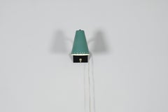 Mid-Century Hala Zeist Clip & Wall Reading Lamp, Aqua Enameled Shade