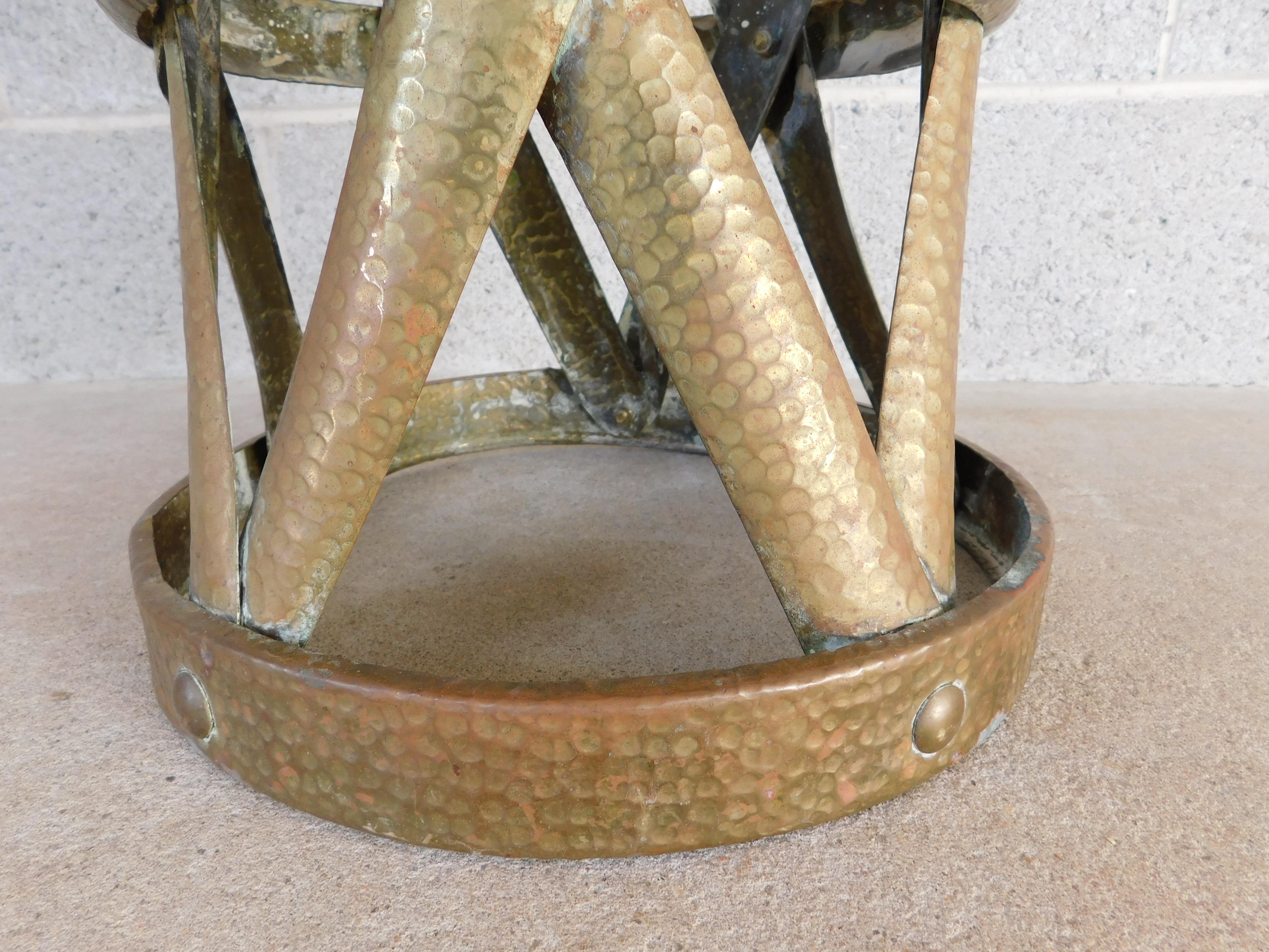 Mid-Century Hammered Brass Accent Tables or Stools, a Pair For Sale 8
