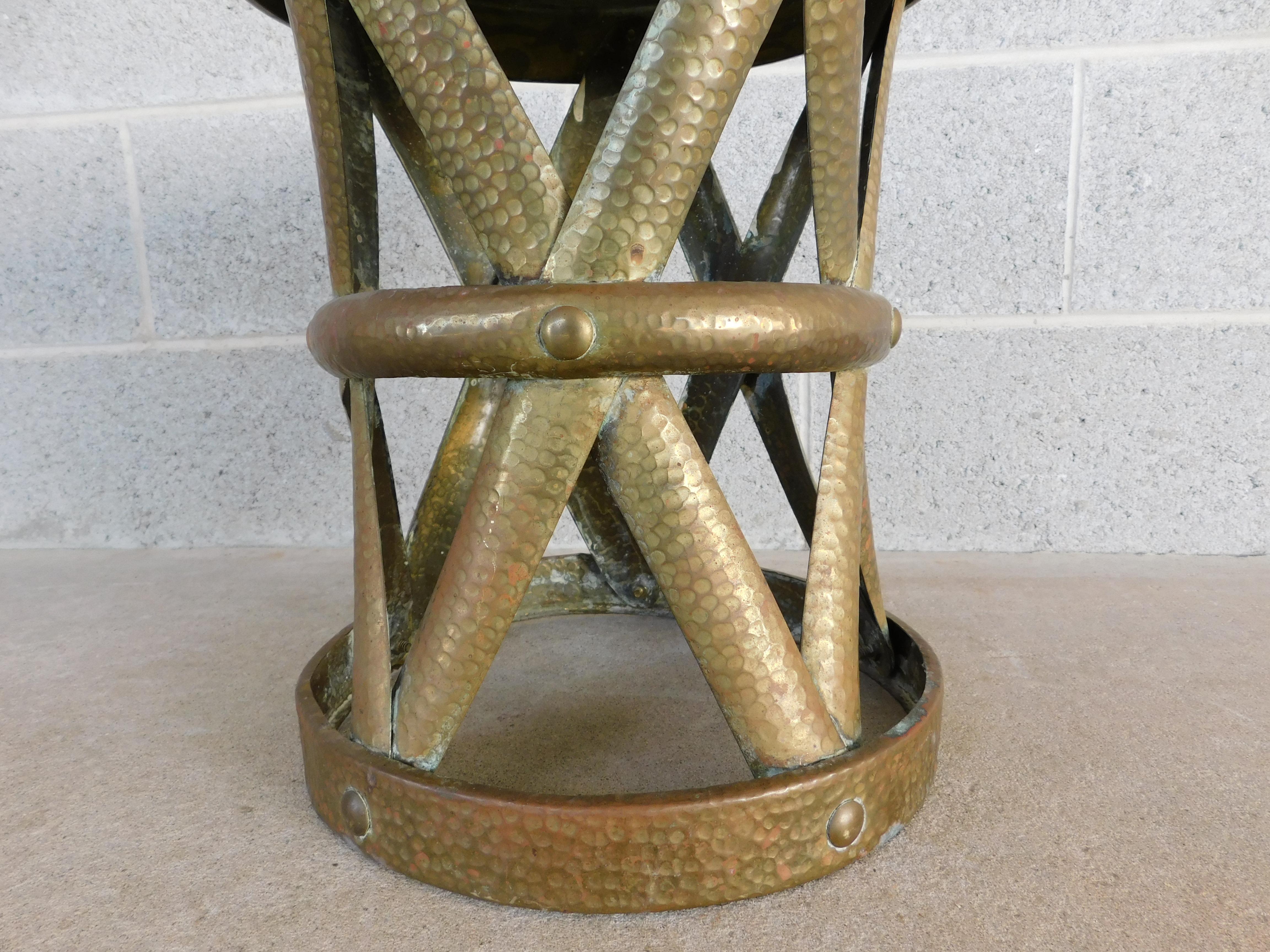 Mid-Century Hammered Brass Accent Tables or Stools, a Pair For Sale 9