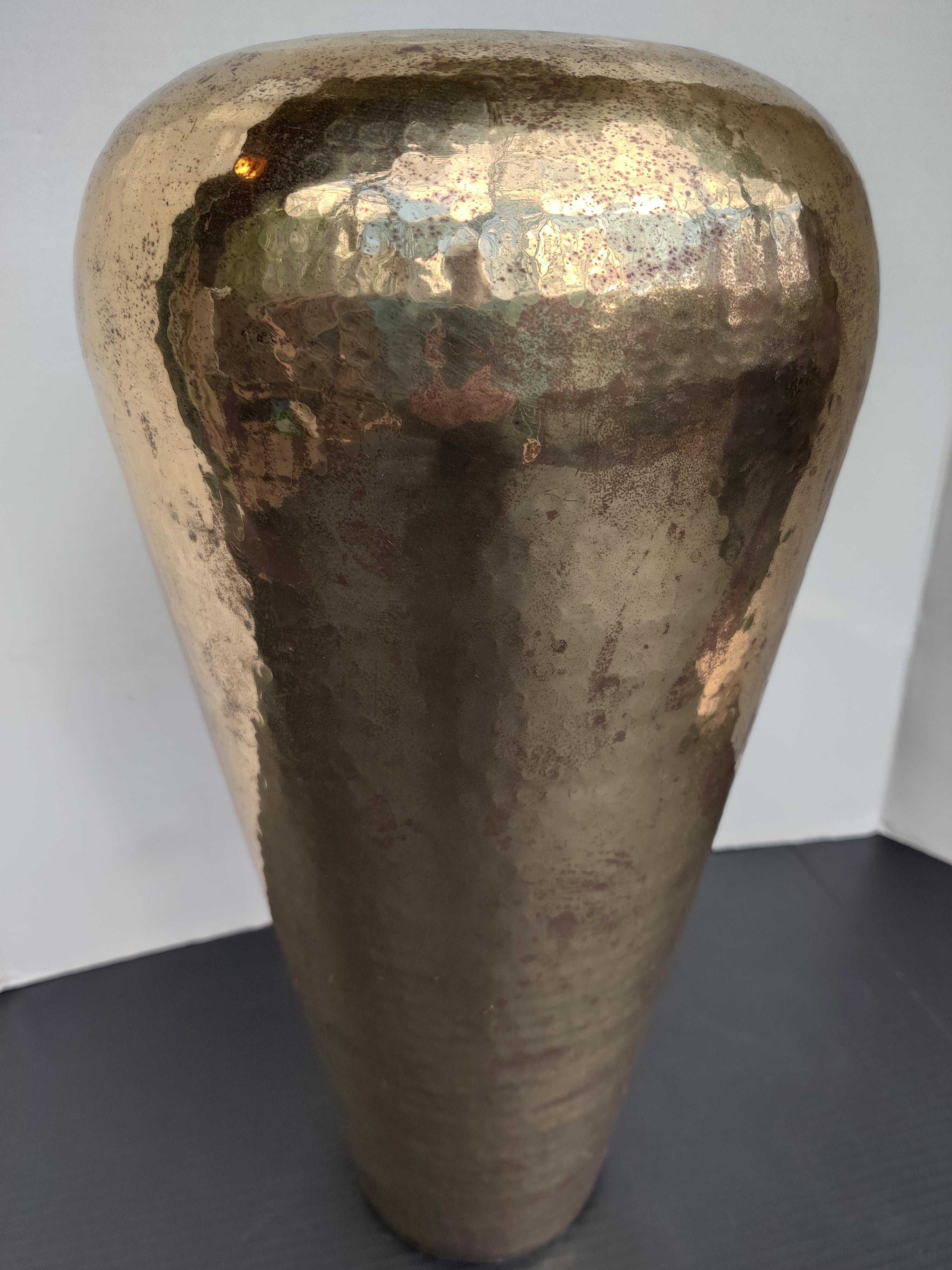 20th Century Mid Century Hammered Bronze Vase For Sale