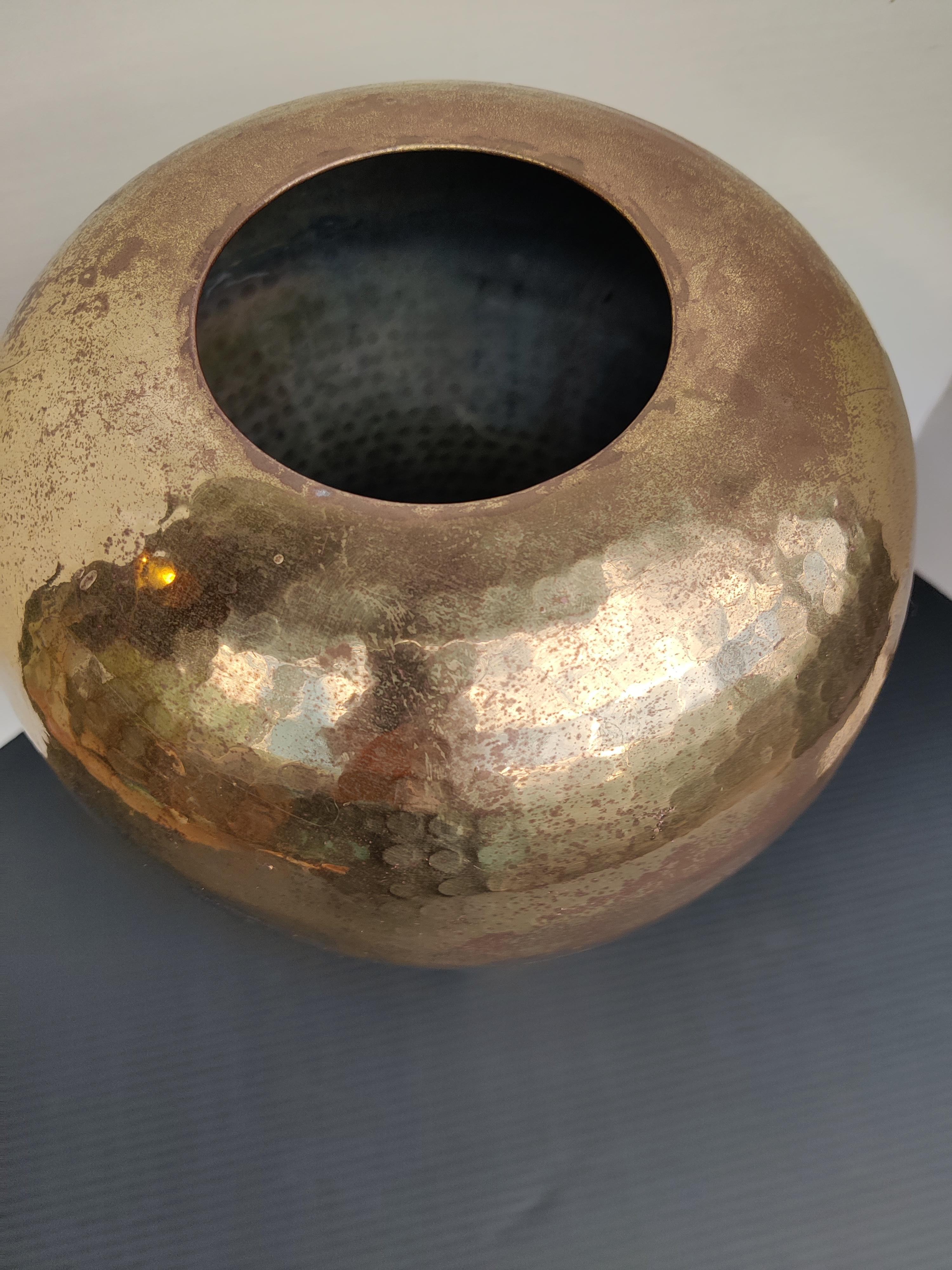 Mid Century Hammered Bronze Vase For Sale 1