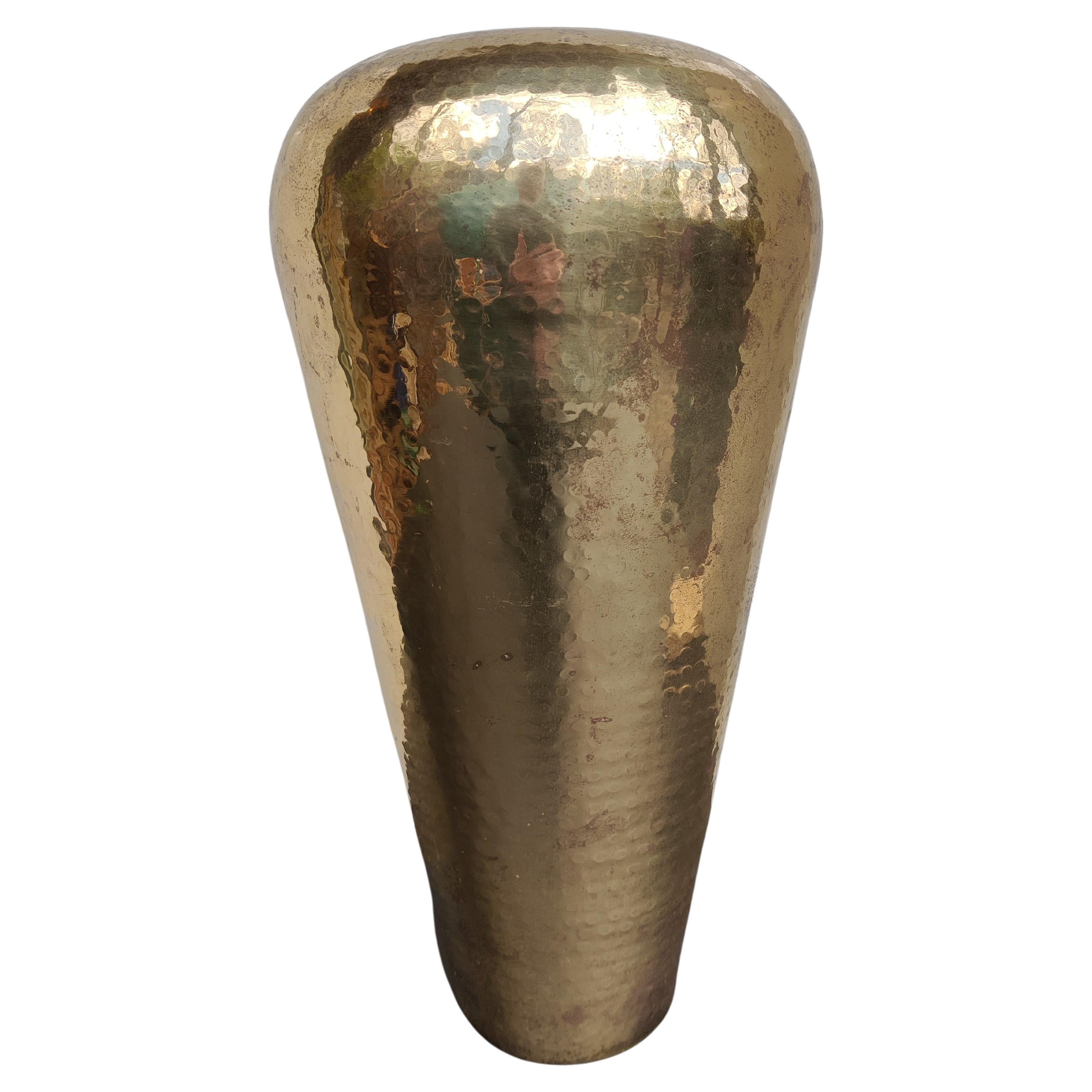 Mid Century Hammered Bronze Vase For Sale