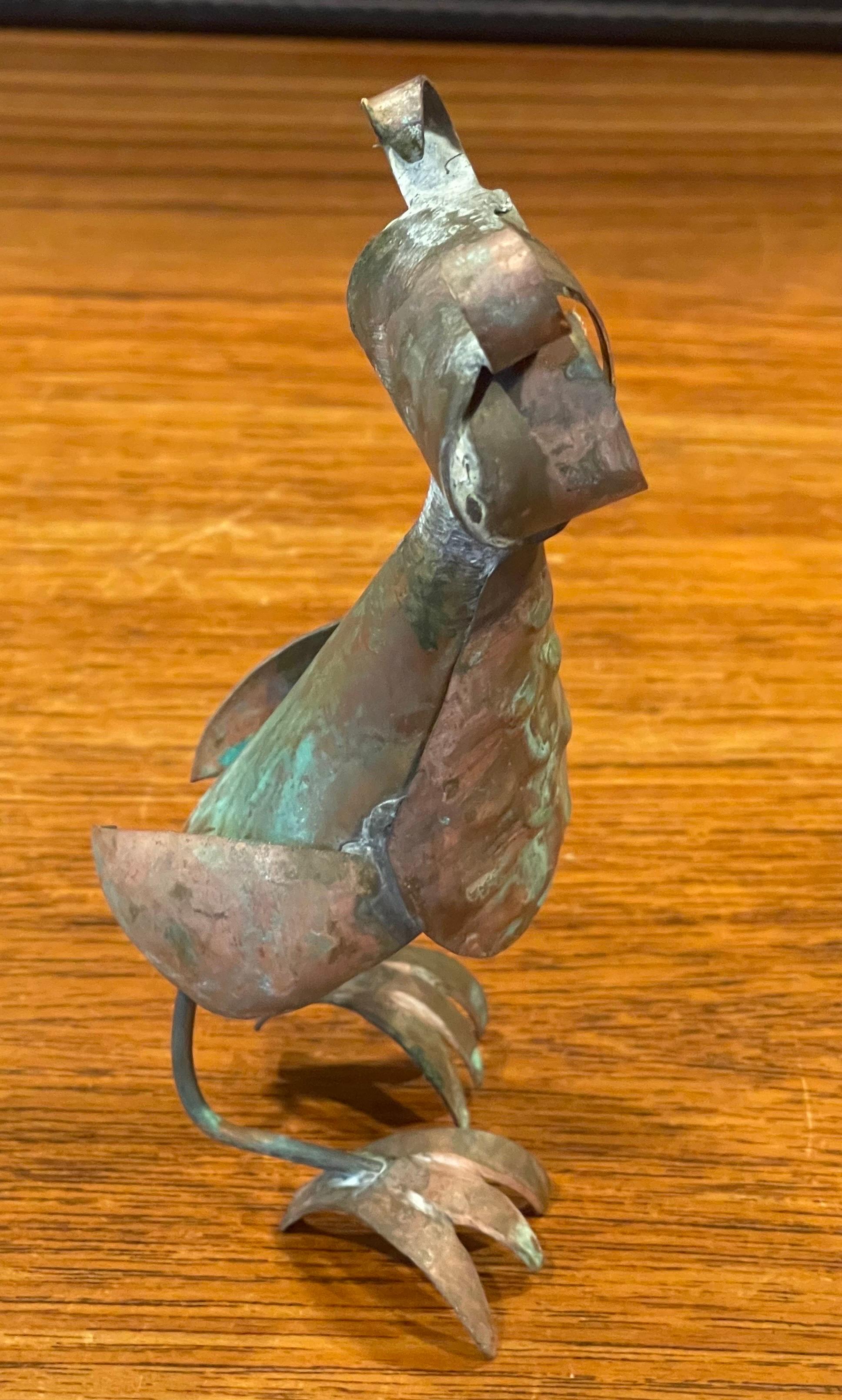 20th Century Mid-Century Hammered Copper patinated Owl Sculpture in the Style of Los Castillo For Sale