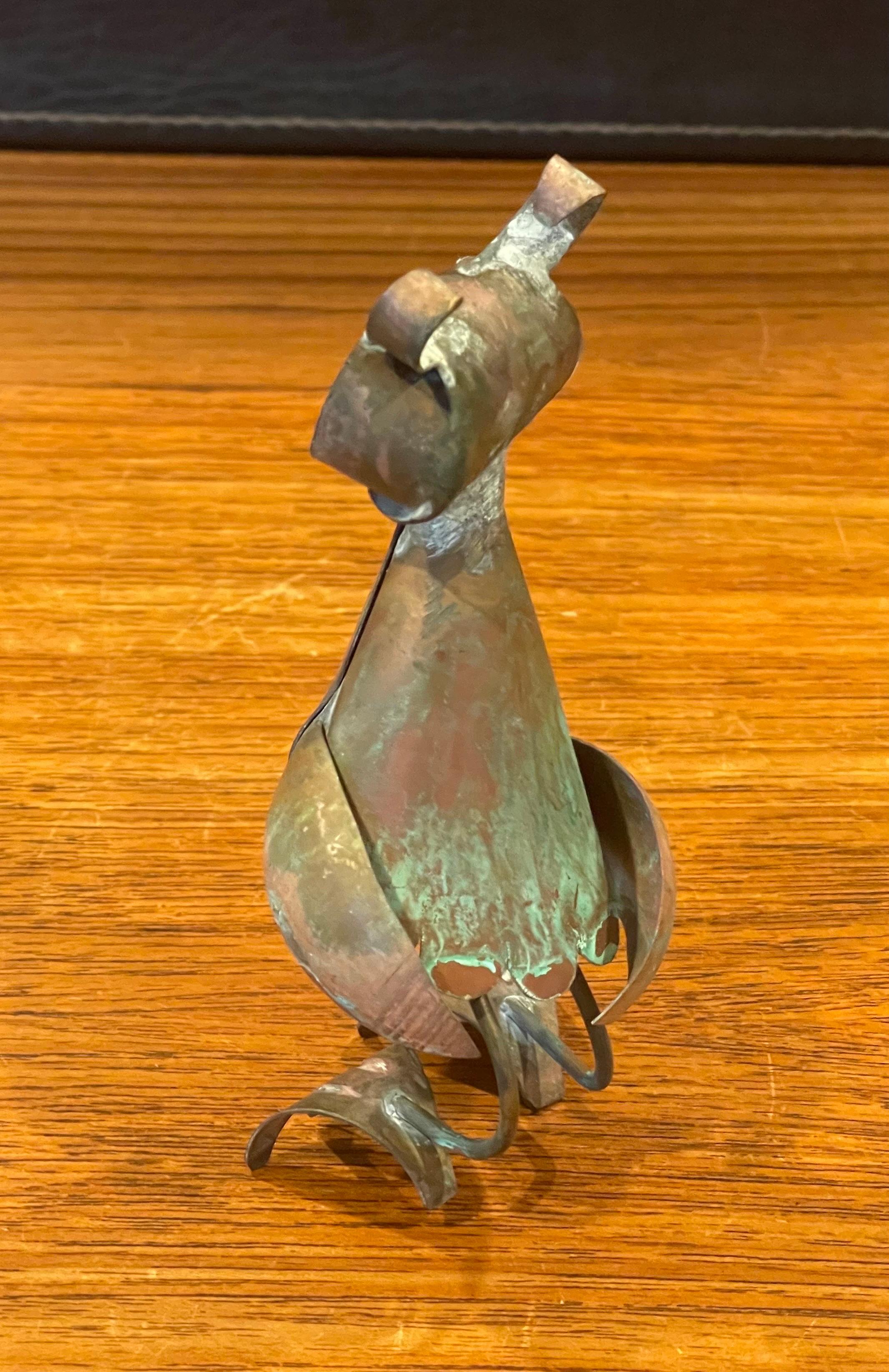 Mid-Century Hammered Copper patinated Owl Sculpture in the Style of Los Castillo For Sale 1