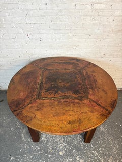 Mid-Century Hammered Copper Top Dinning Table