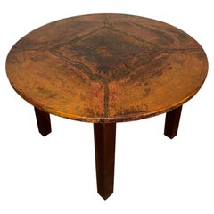 Mid-Century Hammered Copper Top Dinning Table