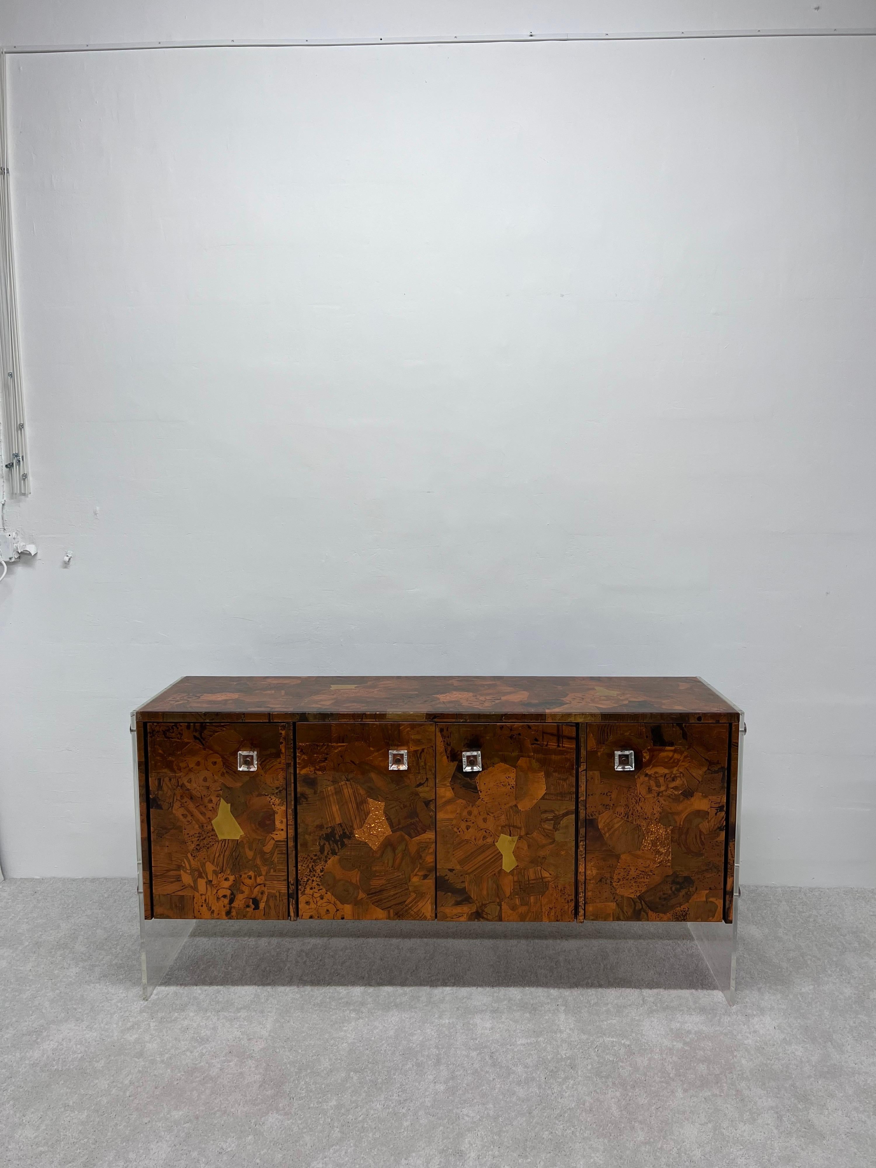 Mid-Century Hammered Patchwork Copper and Lucite Credenza or Sideboard, 1970s 14