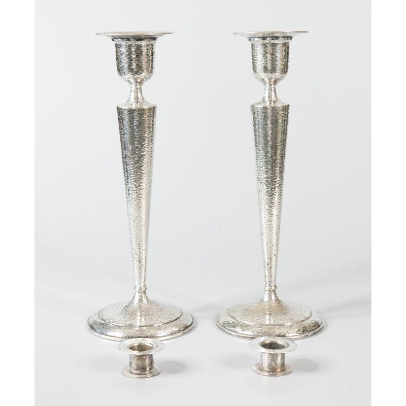 hammered silver candlesticks