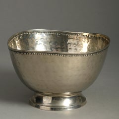 Midcentury Hammered Silvered Bowl