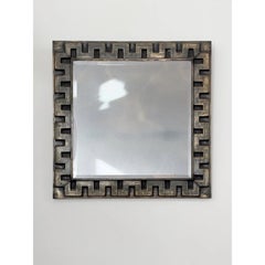 Mid Century Hammered Tin Greek Key Wandspiegel