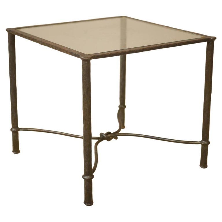 Mid Century Hand Beaten Iron Side Table For Sale at 1stDibs