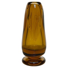 Jarrón Bud de vidrio soplado de mediados de siglo, firmado y fechado por Dominick Labino