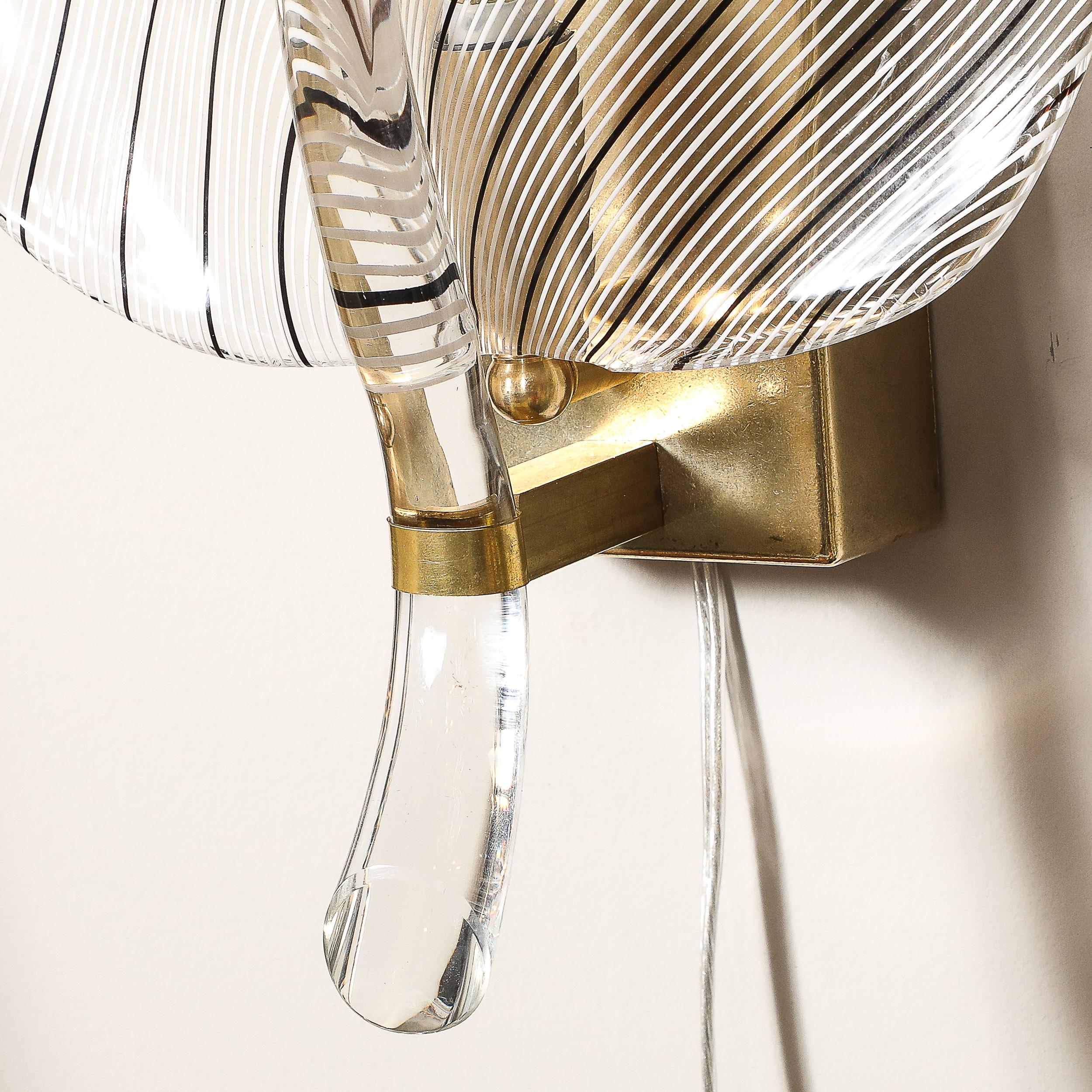 Apliques lineales de cristal de Murano negro soplado a mano de mediados de siglo, Franco Luce en venta 6