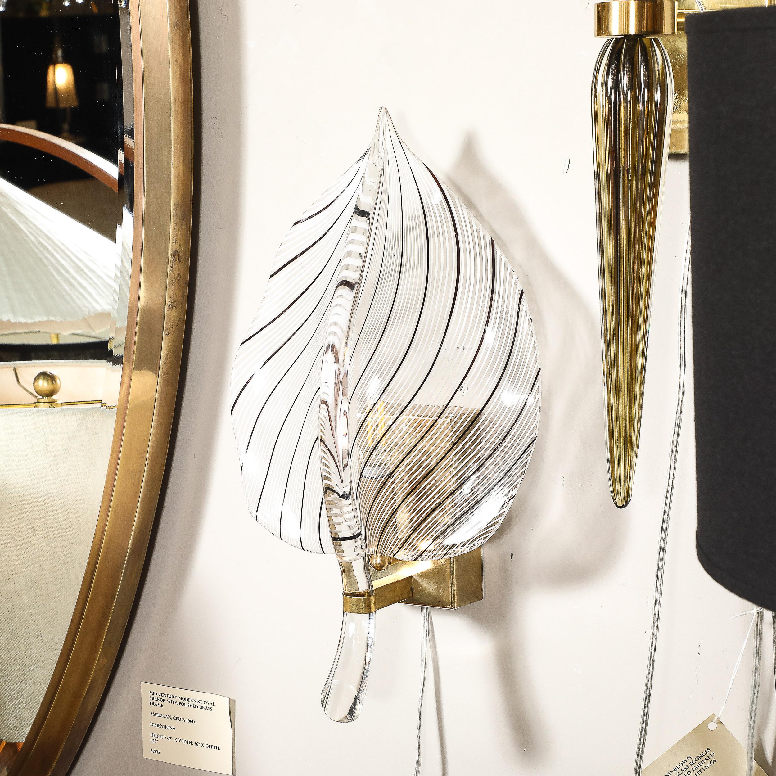 Apliques lineales de cristal de Murano negro soplado a mano de mediados de siglo, Franco Luce en venta 8