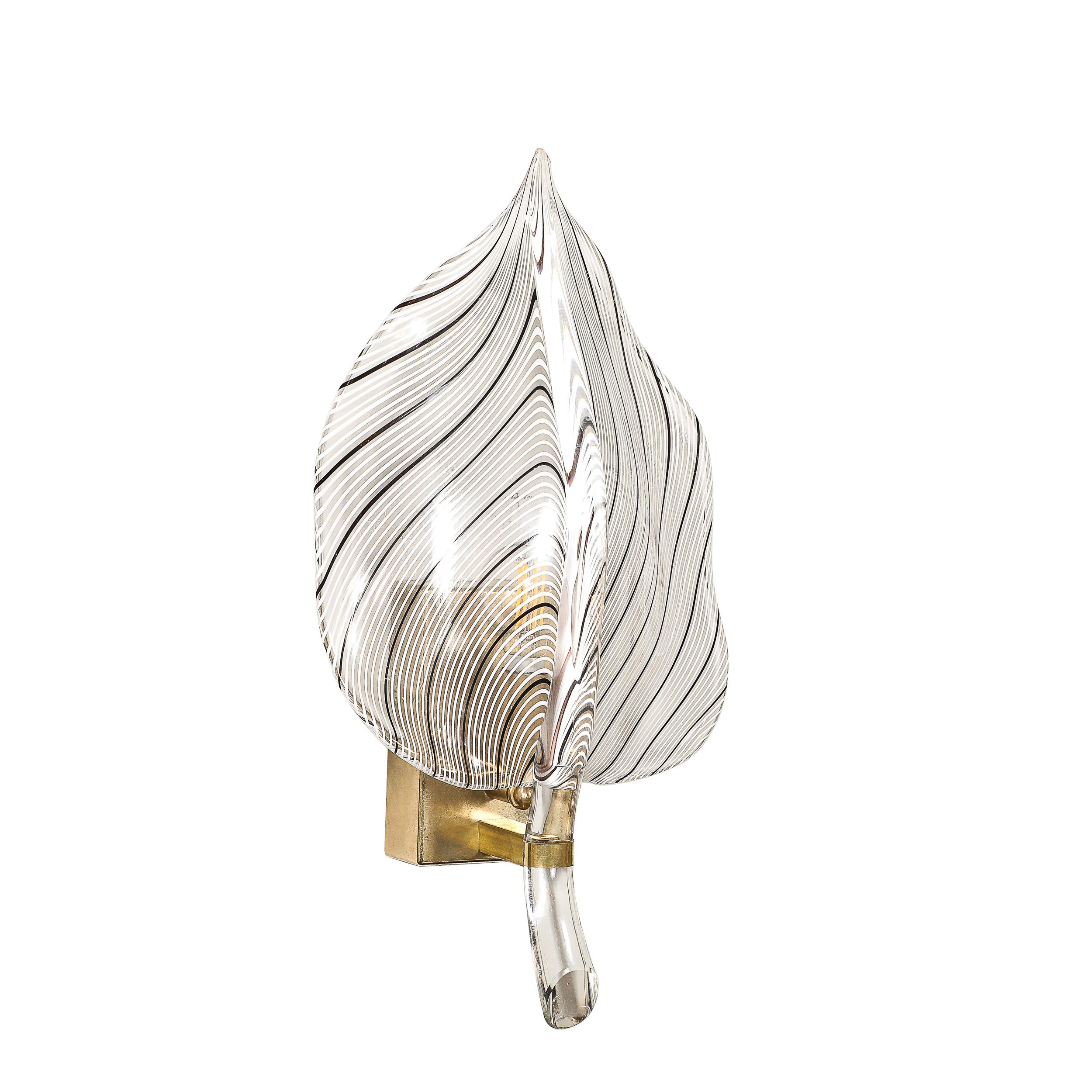 Apliques lineales de cristal de Murano negro soplado a mano de mediados de siglo, Franco Luce Moderno de mediados de siglo en venta