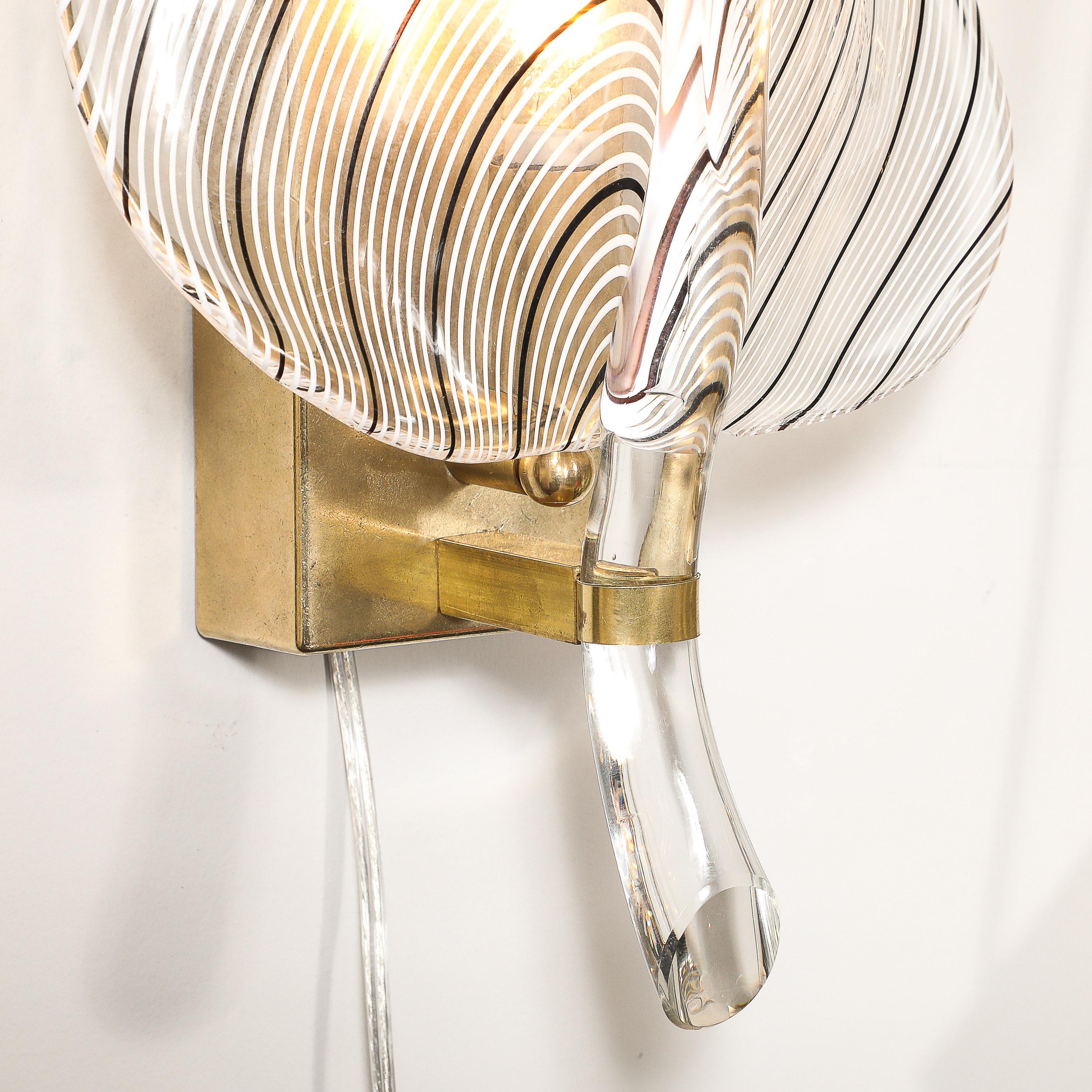 Apliques lineales de cristal de Murano negro soplado a mano de mediados de siglo, Franco Luce finales del siglo XX en venta