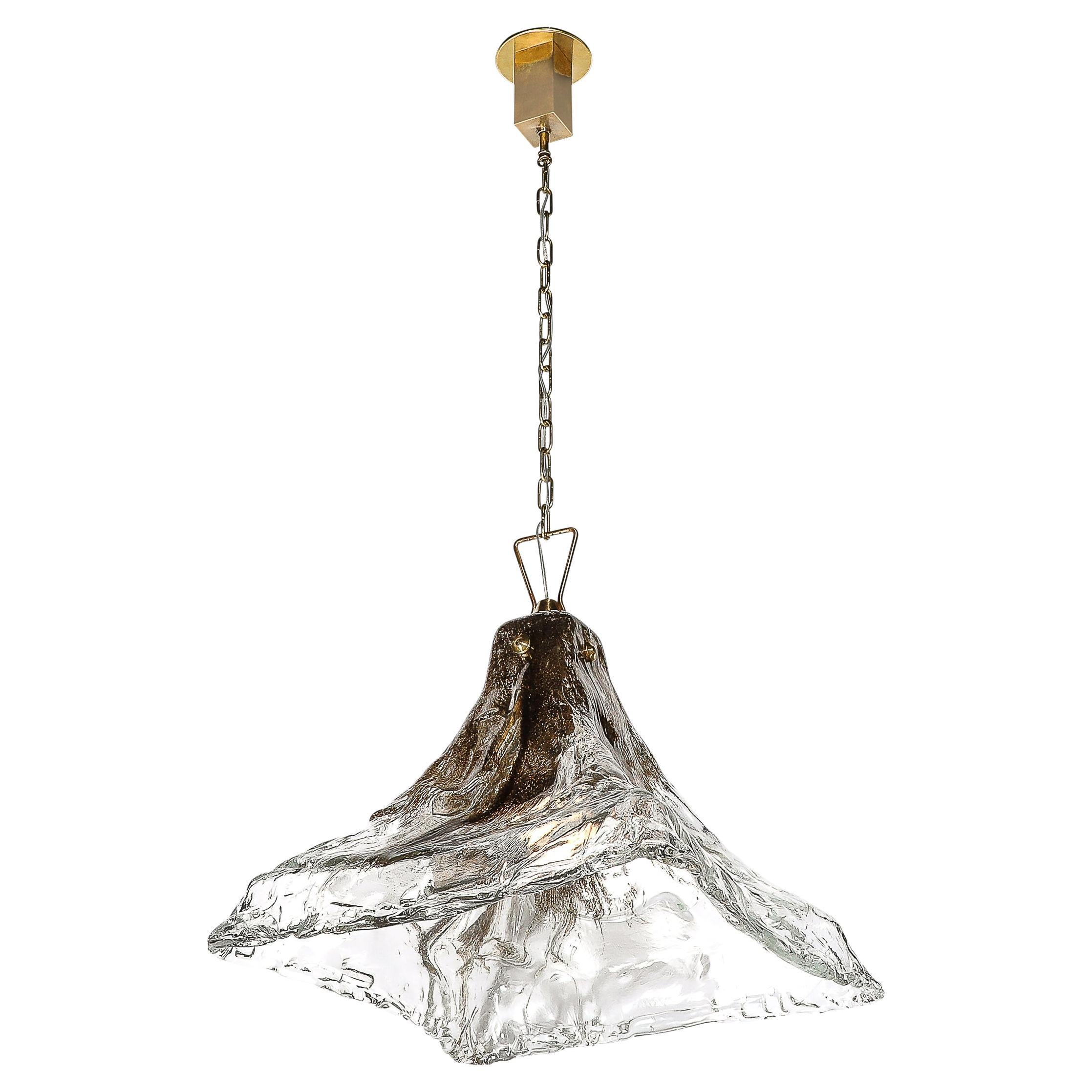 Mid-Century Hand-Blown Bronze & Clear Murano Glass By Carlo Nason for Mazzega