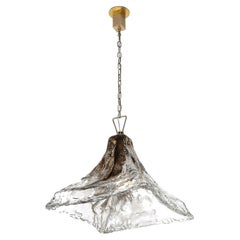 Mid-Century Hand-Blown Bronze & Clear Murano Glass By Carlo Nason for Mazzega