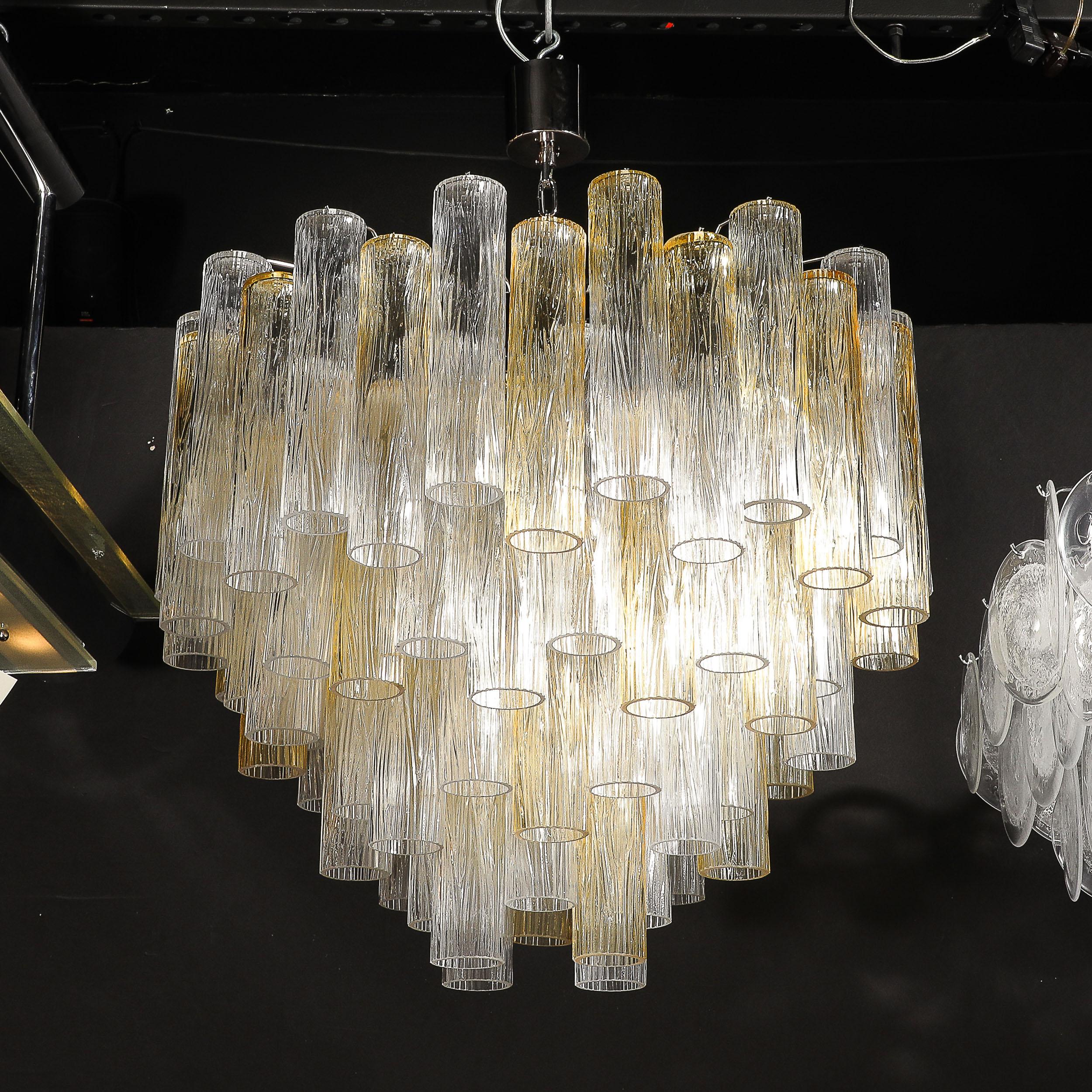 Lampadario modernista a quattro livelli in vetro di Murano trasparente e citrino soffiato a mano in vendita 4