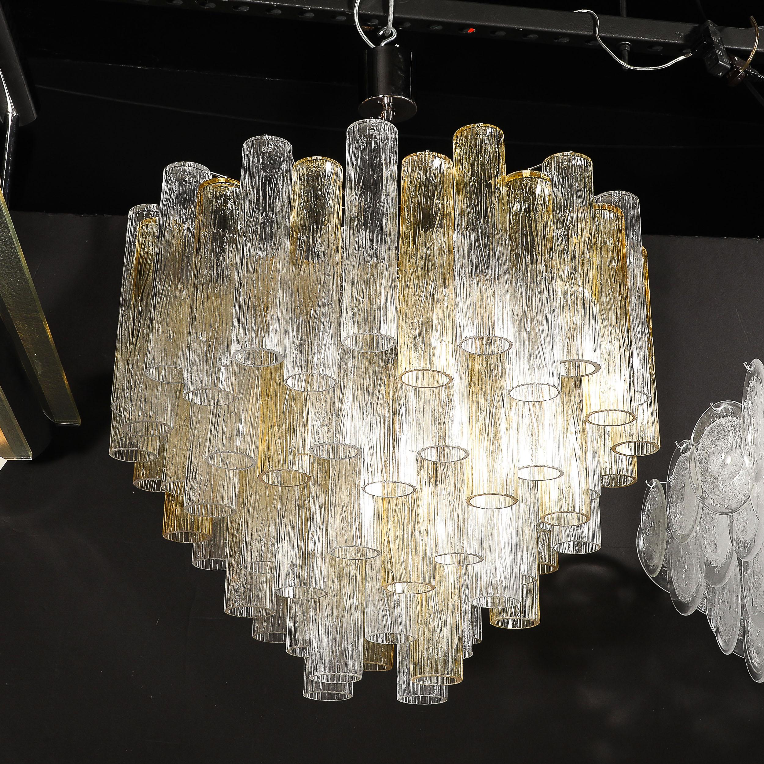 Lampadario modernista a quattro livelli in vetro di Murano trasparente e citrino soffiato a mano in vendita 6