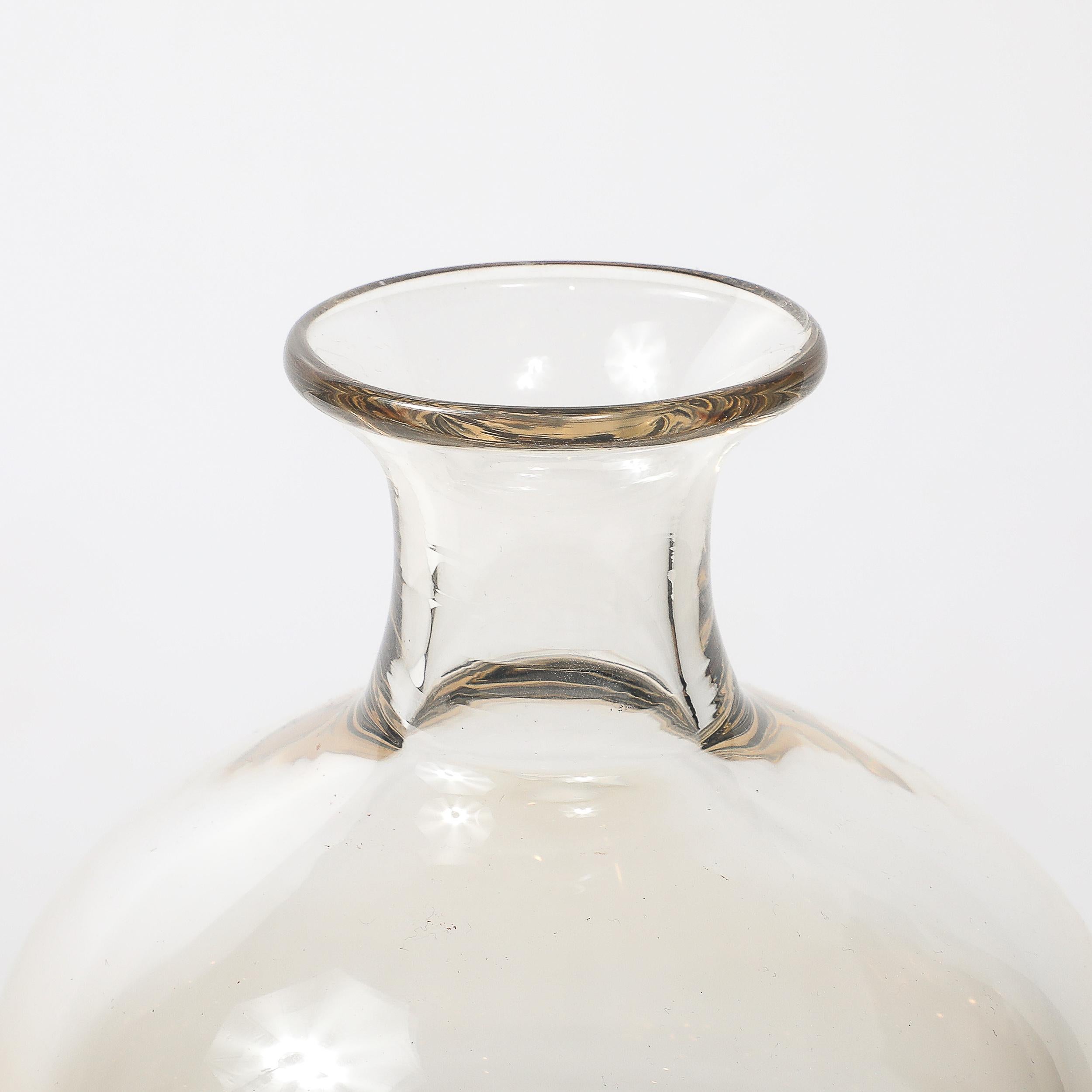 Mitte des Jahrhunderts mundgeblasenes klares und geräuchertes Murano Glas Vase signiert Vetri Murano (Italienisch) im Angebot