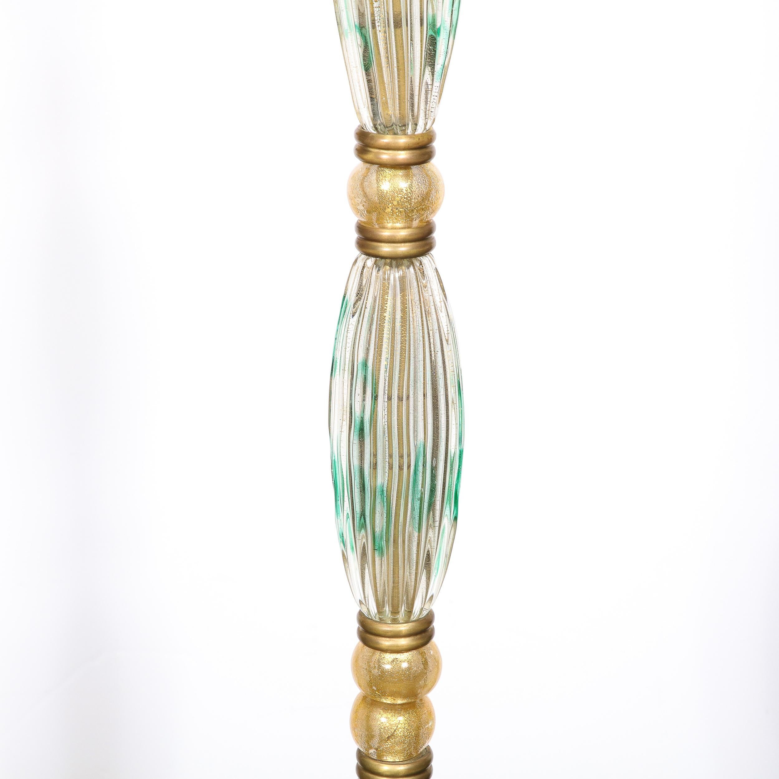 Mid-Century Hand-Blown Clear & Viridian Green Murano Floor Lamp, Barovier & Toso For Sale 5