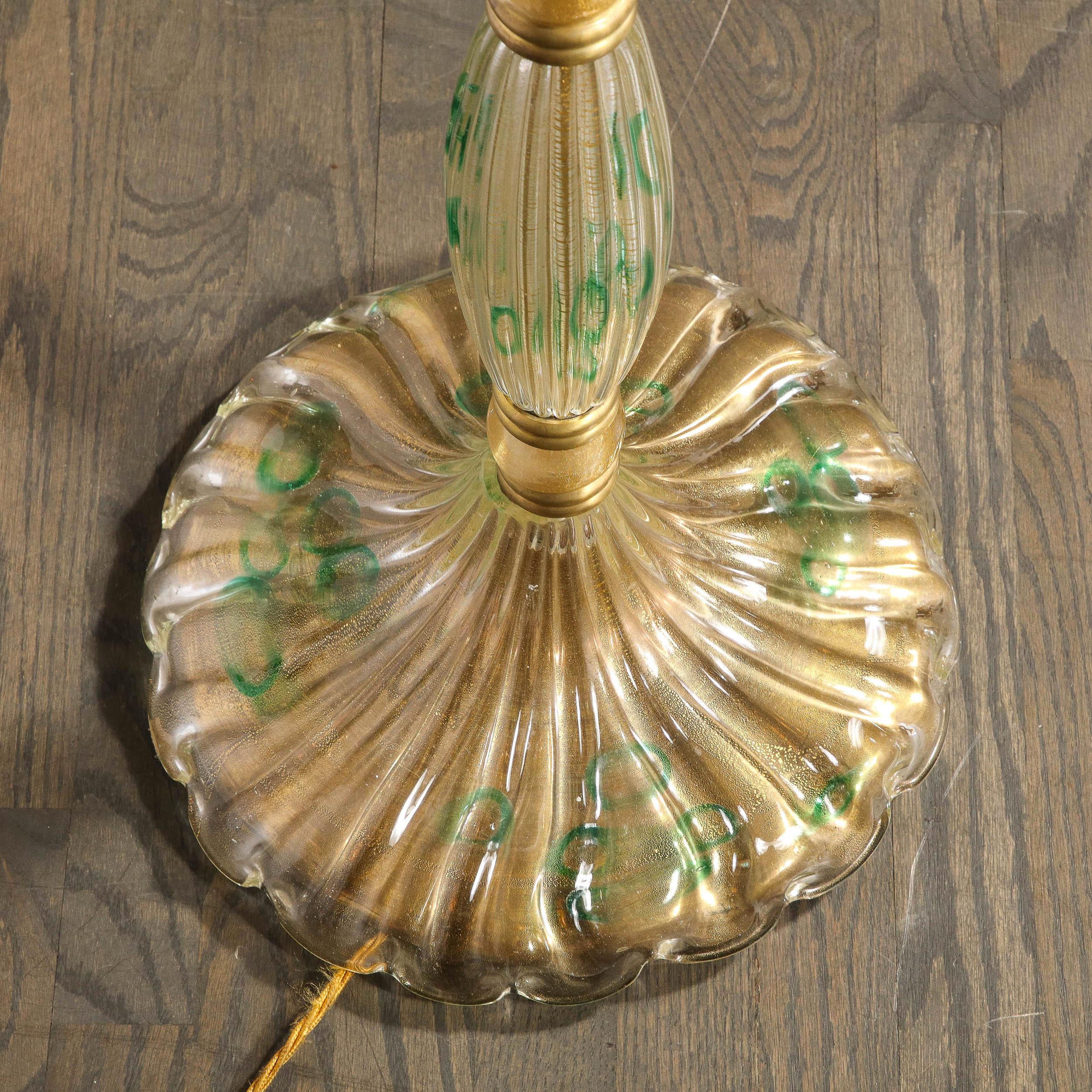 Mid-Century Hand-Blown Clear & Viridian Green Murano Floor Lamp, Barovier & Toso For Sale 7