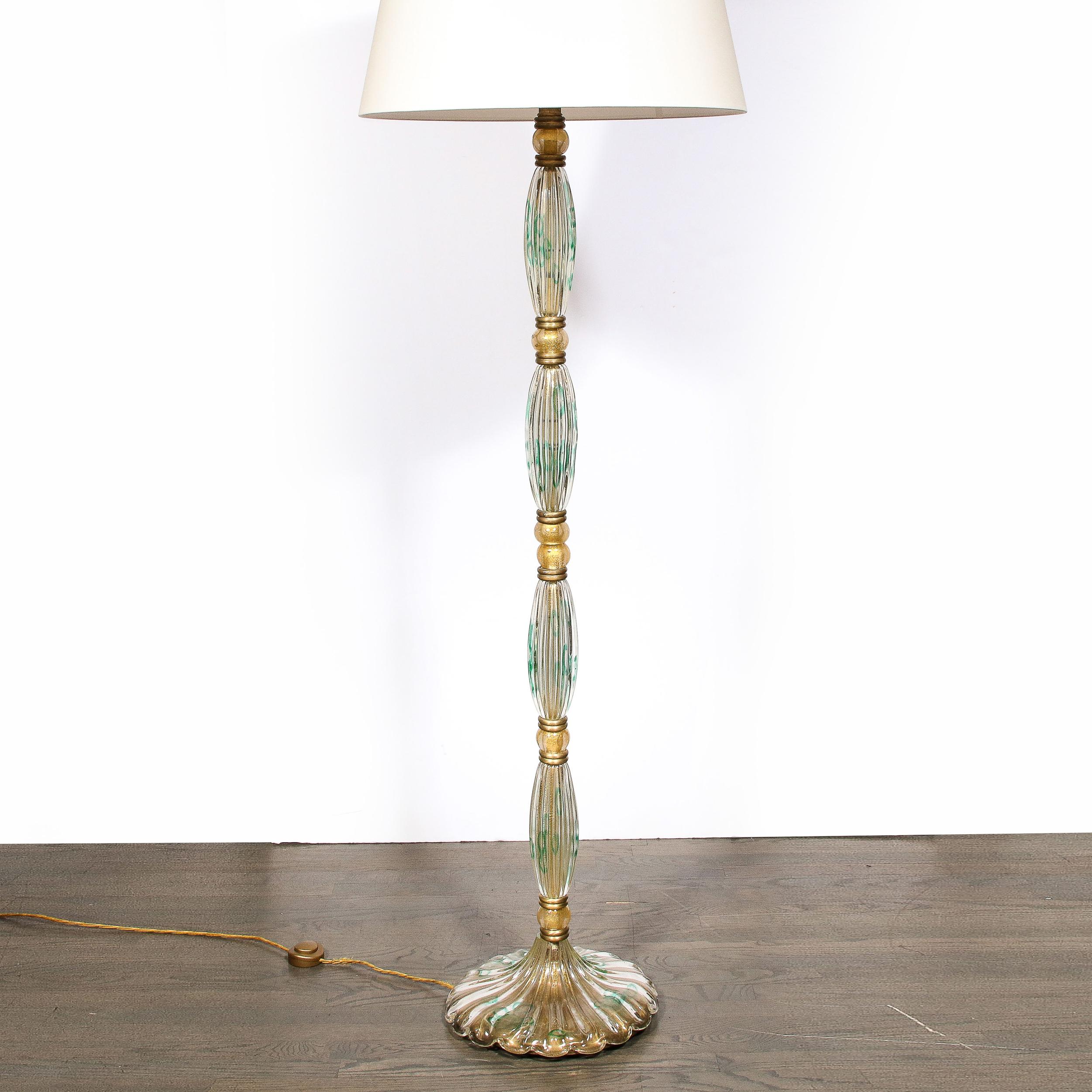 This Mid-Century Modernist Hand-Blown Glass floor lamp is gorgeous and unique, created by one of the oldest and most esteemed companies on earth, Barovier T Tosso, originating from Italy Circa 1950. Known for centuries for their impecable