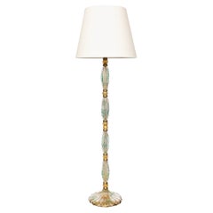 Handgeblasene Murano-Stehlampe aus der Mitte des Jahrhunderts, Barovier & Toso, klar und viridiengrün